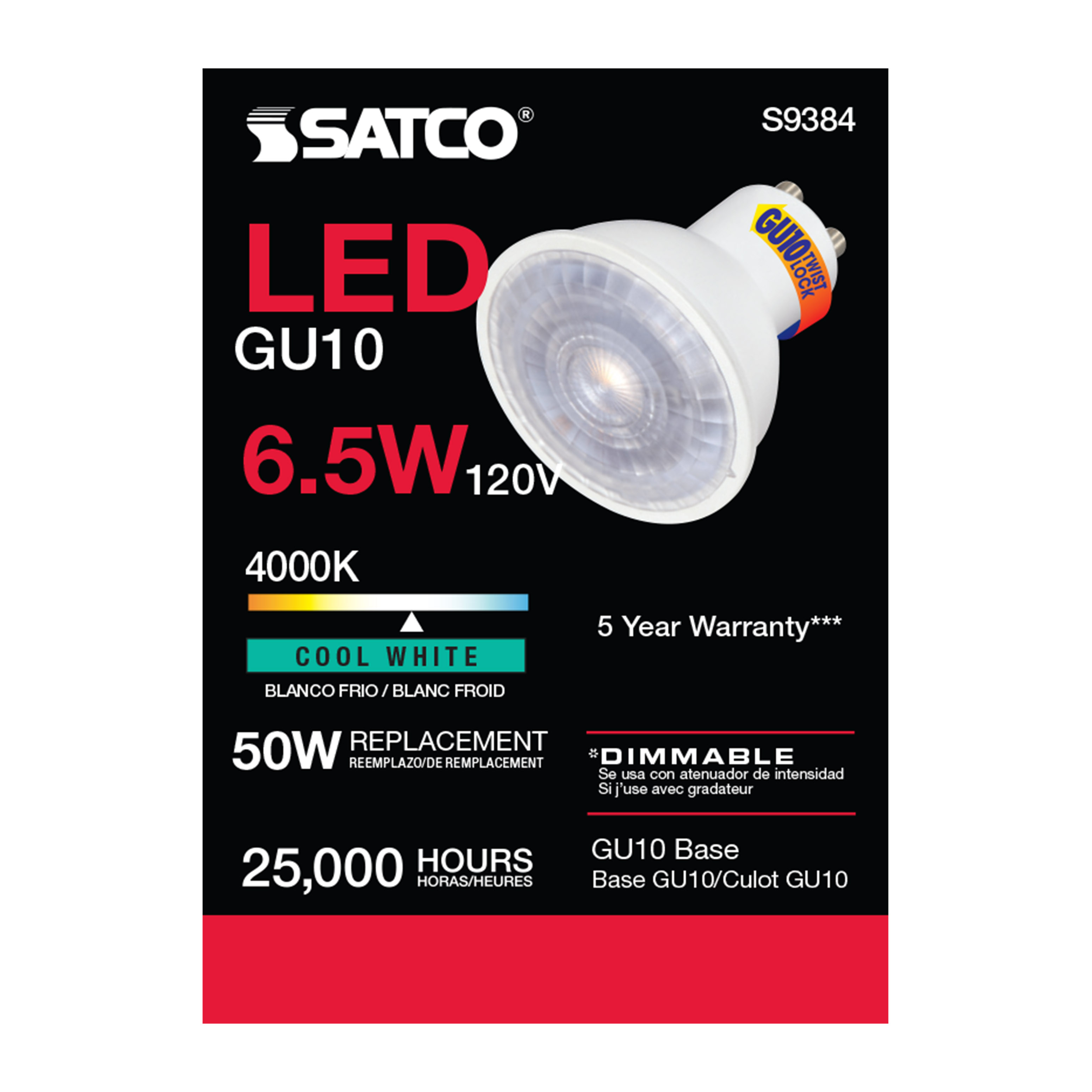 6.5MR16/LED/40'/40K/120V/GU10 - S9384