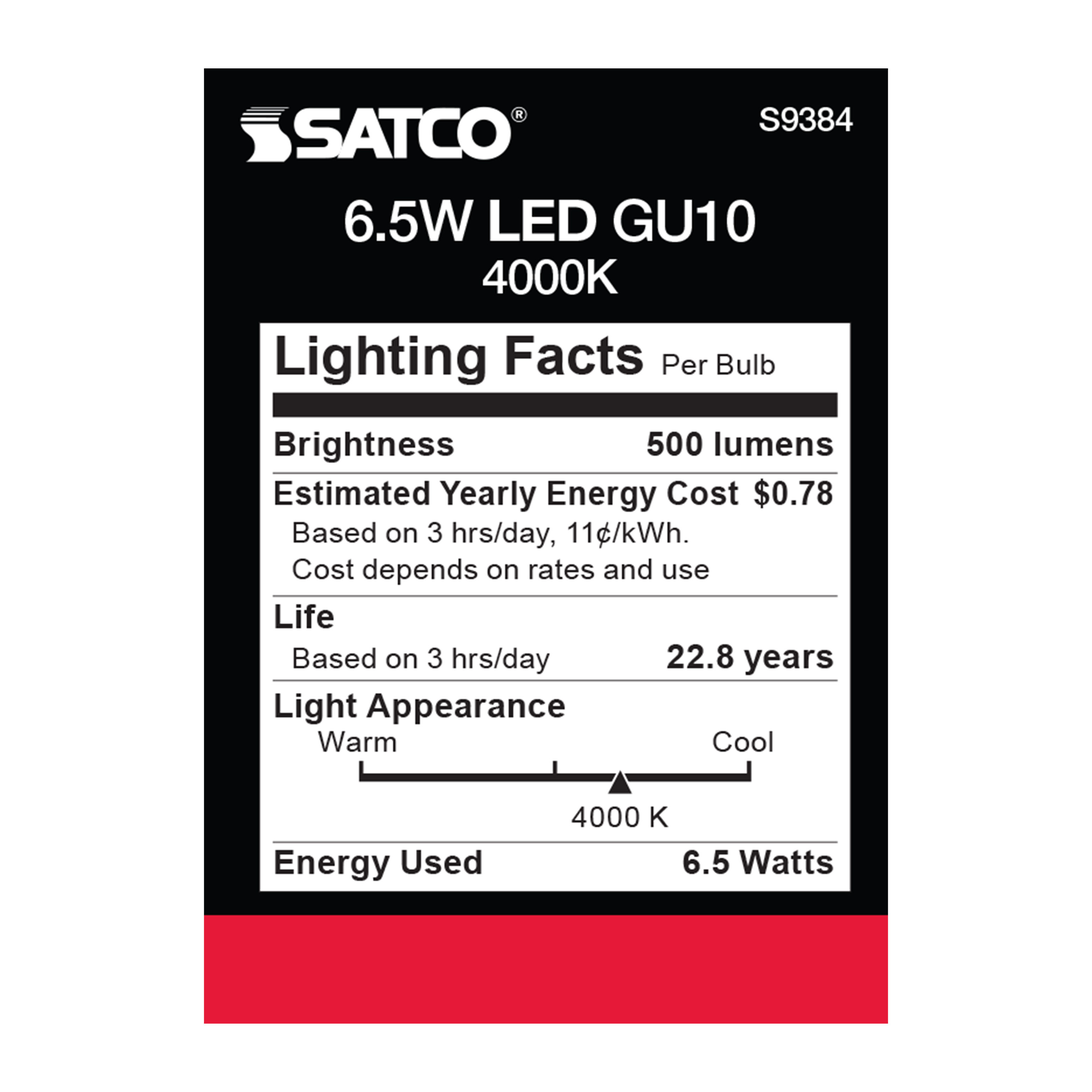 6.5MR16/LED/40'/40K/120V/GU10 - S9384