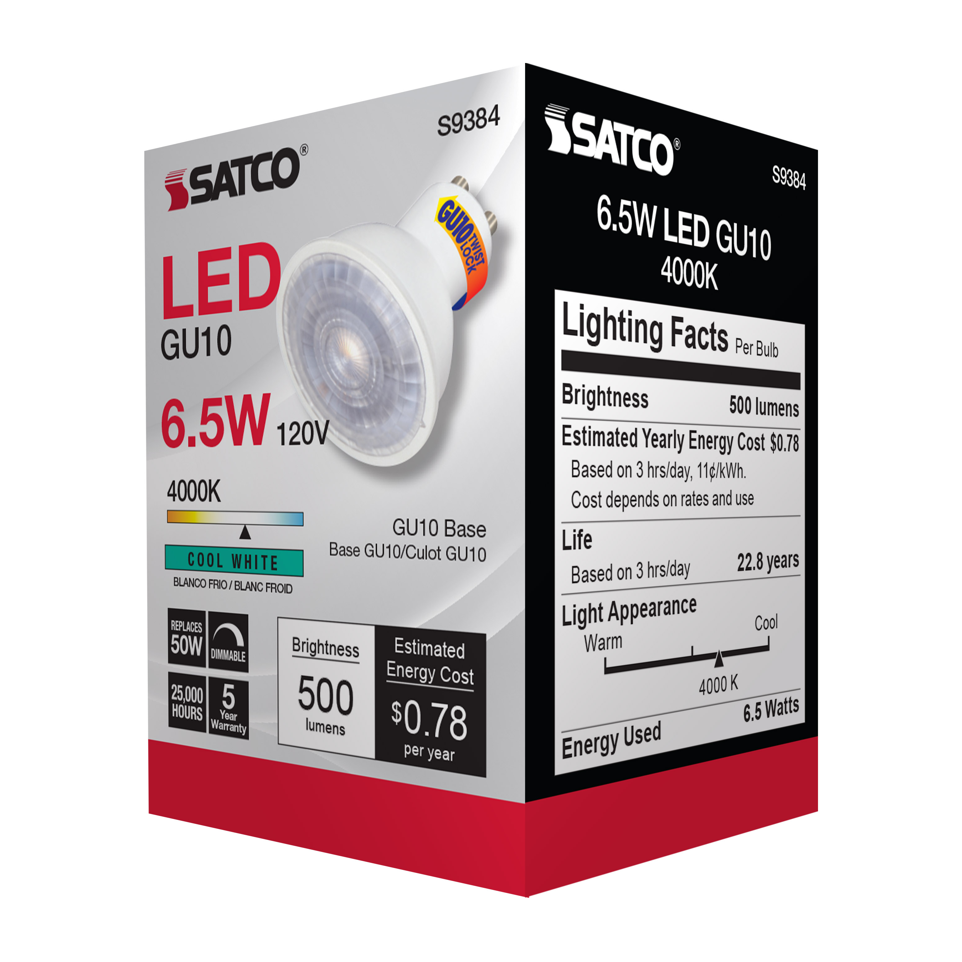6.5MR16/LED/40'/40K/120V/GU10 - S9384