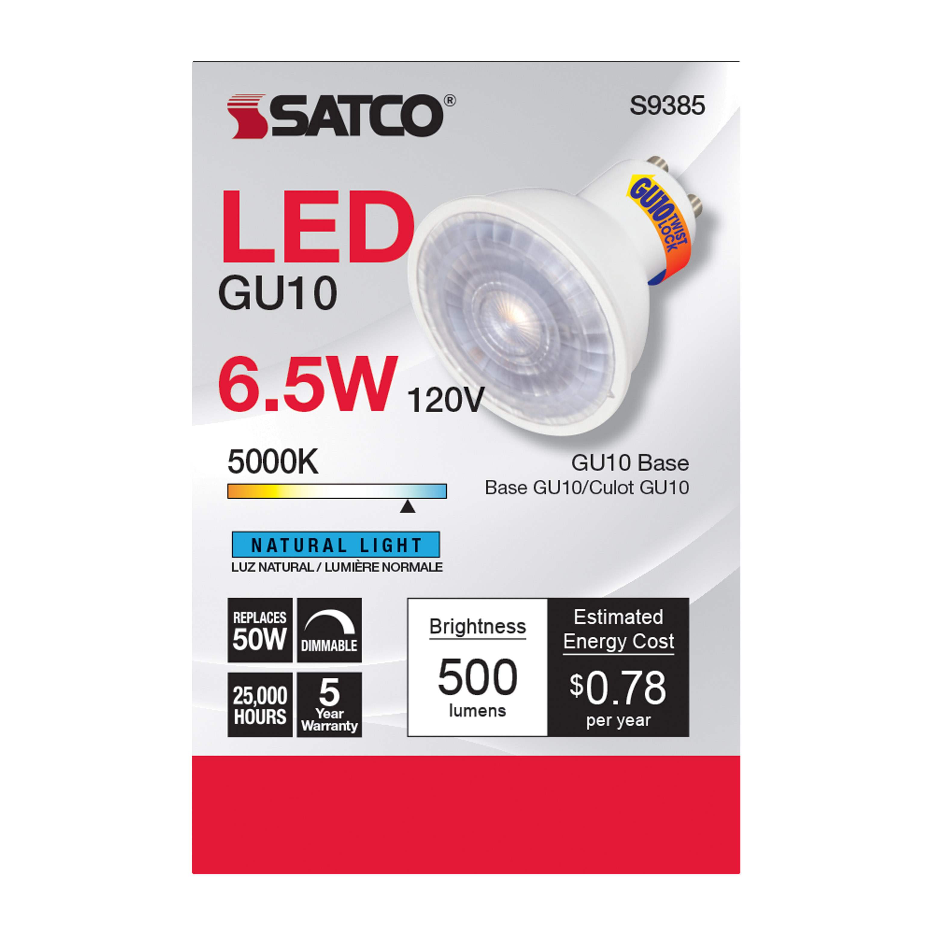 6.5MR16/LED/40'/50K/120V/GU10 - S9385