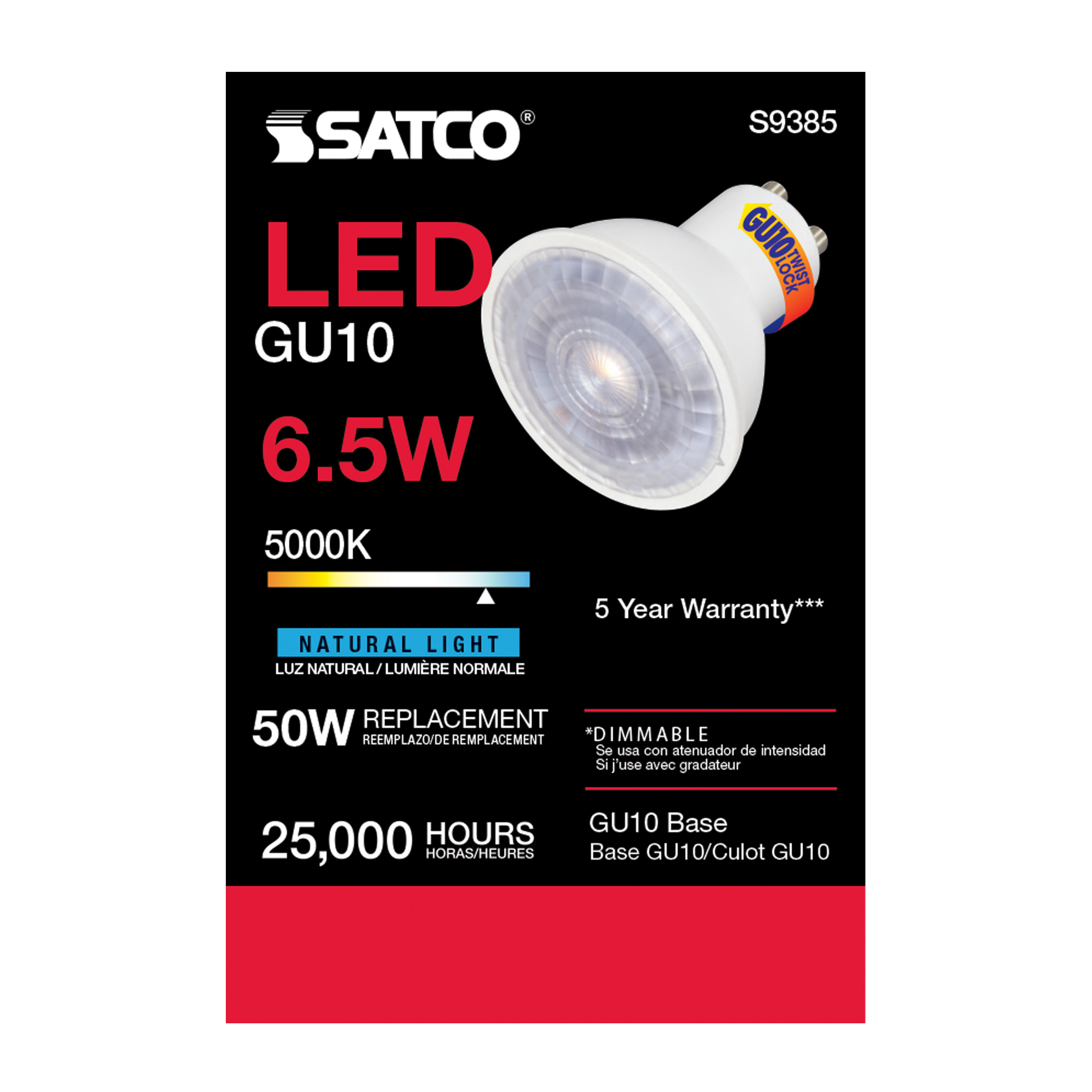 6.5MR16/LED/40'/50K/120V/GU10 - S9385