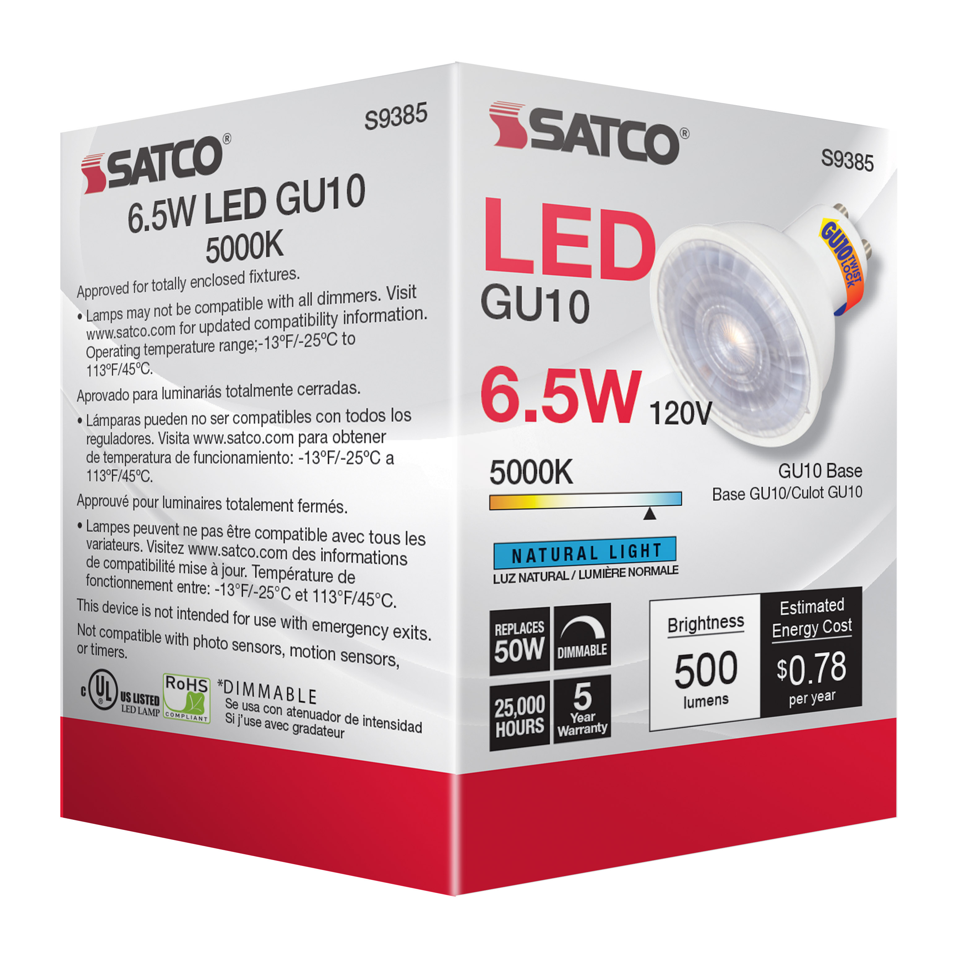 6.5MR16/LED/40'/50K/120V/GU10 - S9385