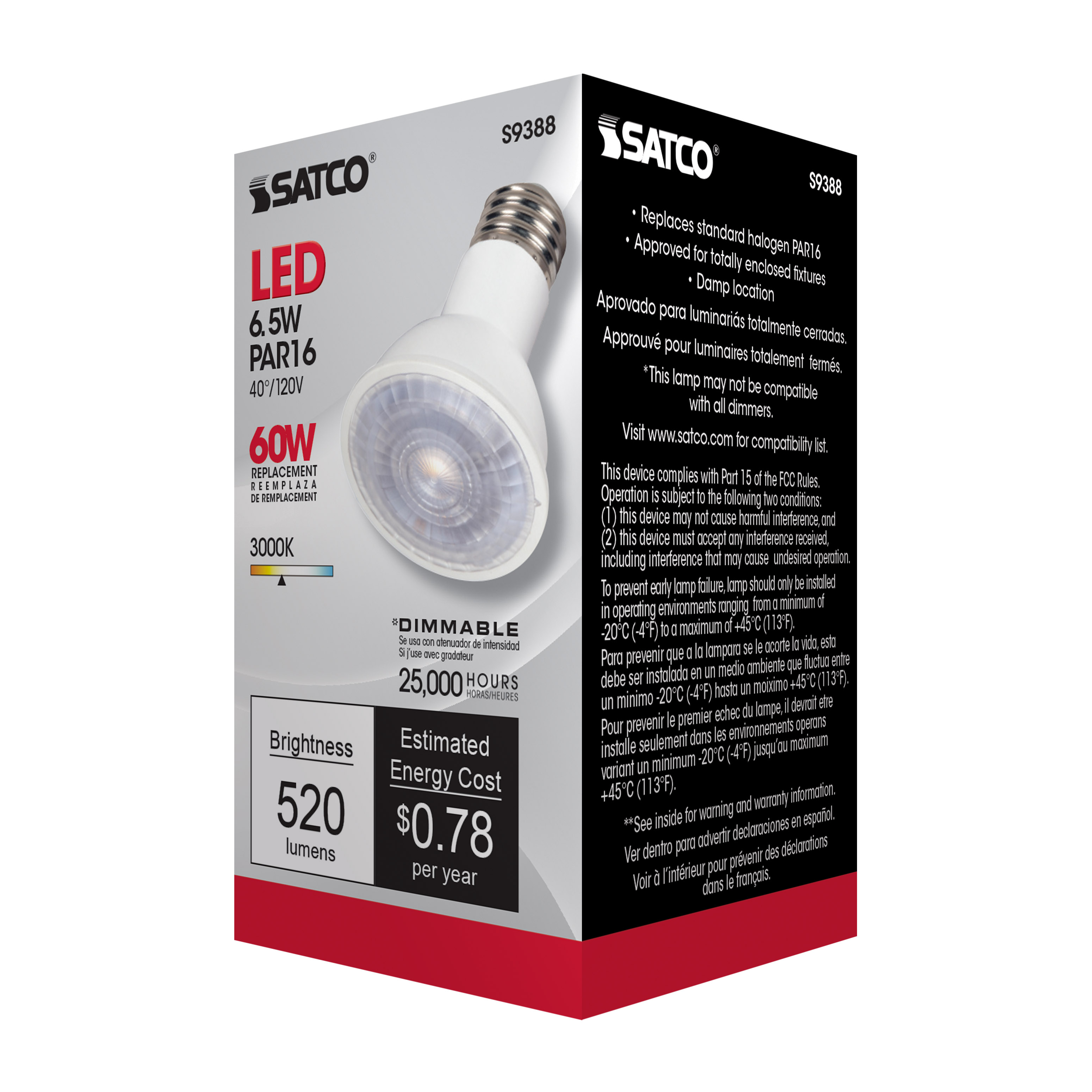 6.5PAR16/LED/40'/3000K/120V - S9388