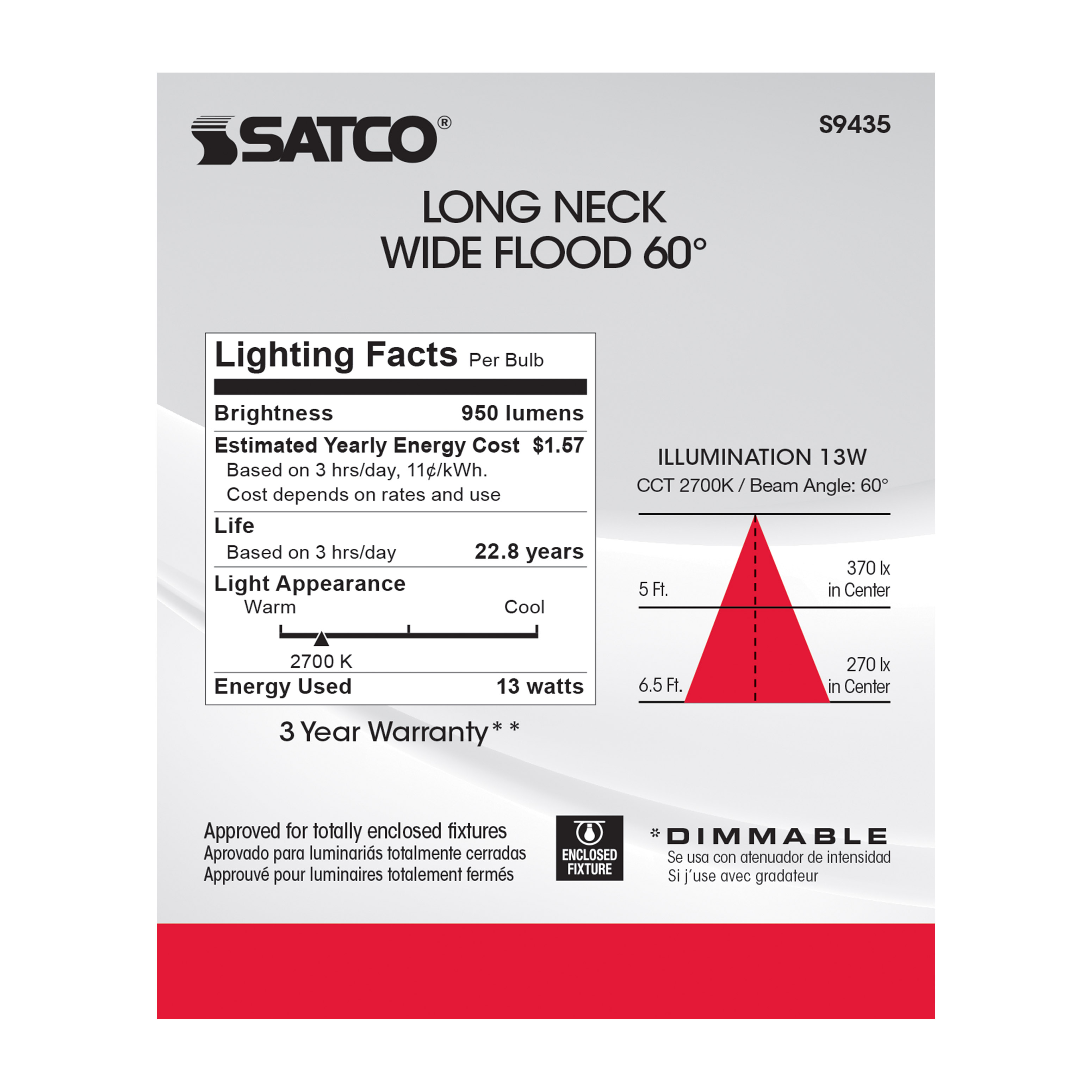 13PAR30/LN/LED/60'/2700K/120V - S9435
