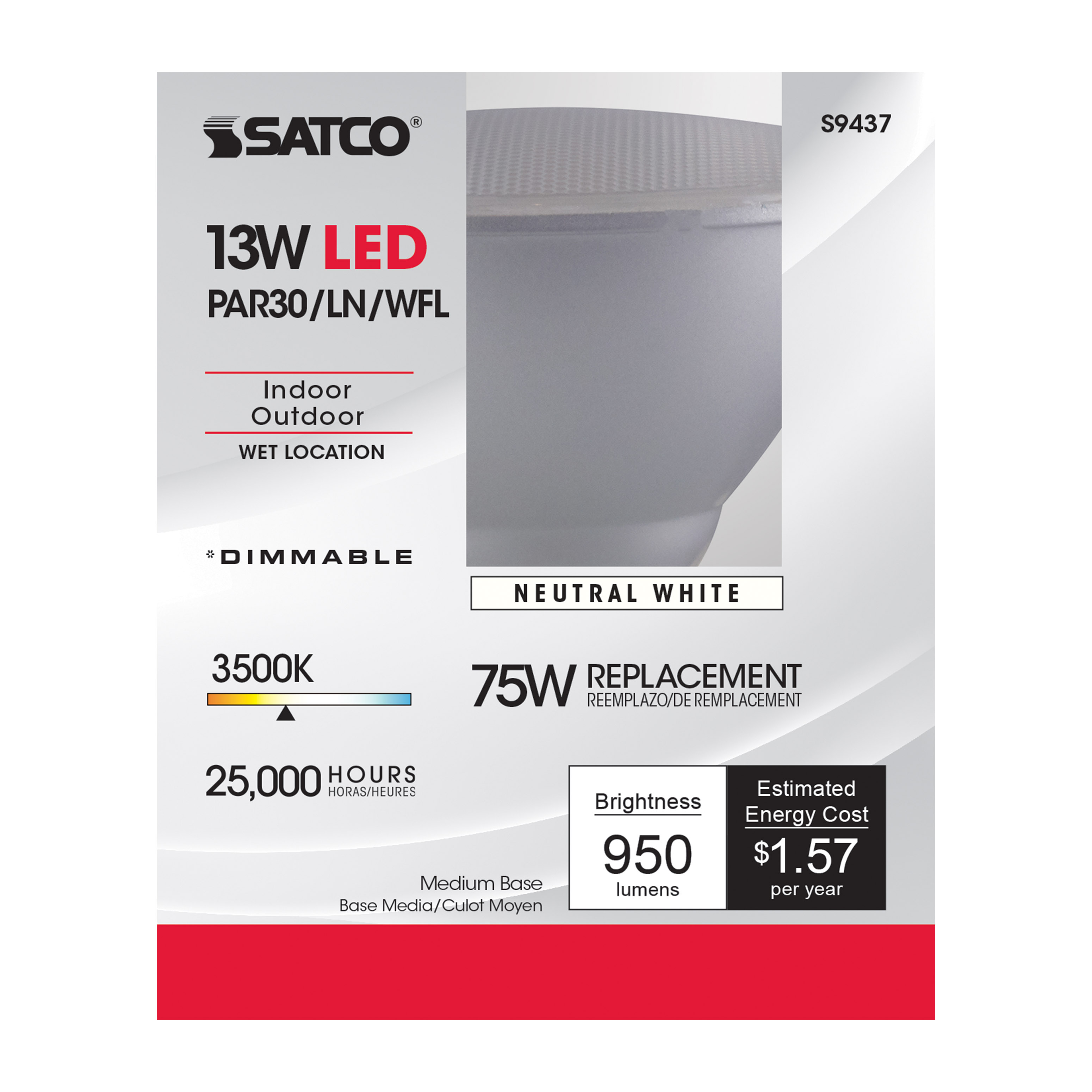 13PAR30/LN/LED/60'/3500K/120V - S9437