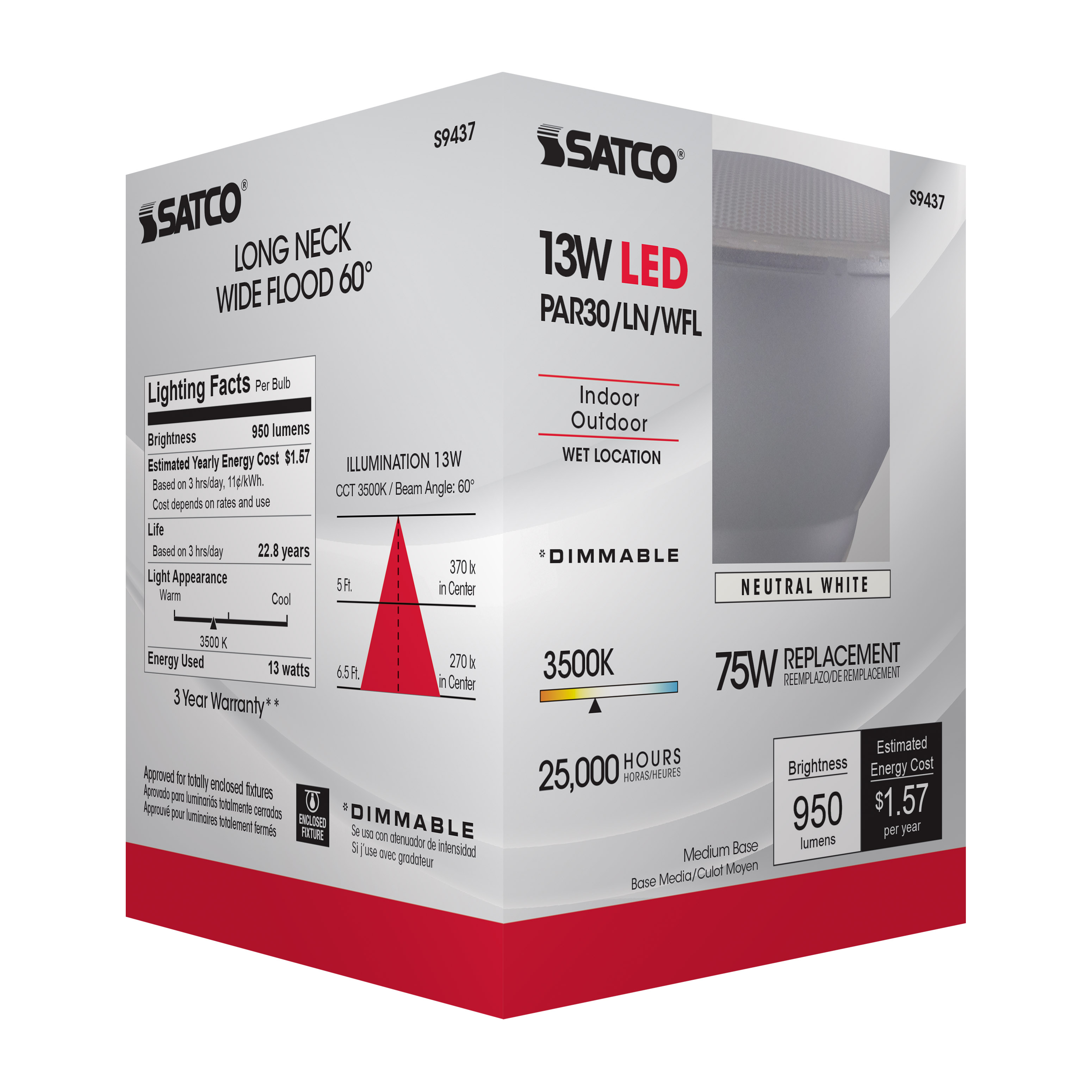 13PAR30/LN/LED/60'/3500K/120V - S9437