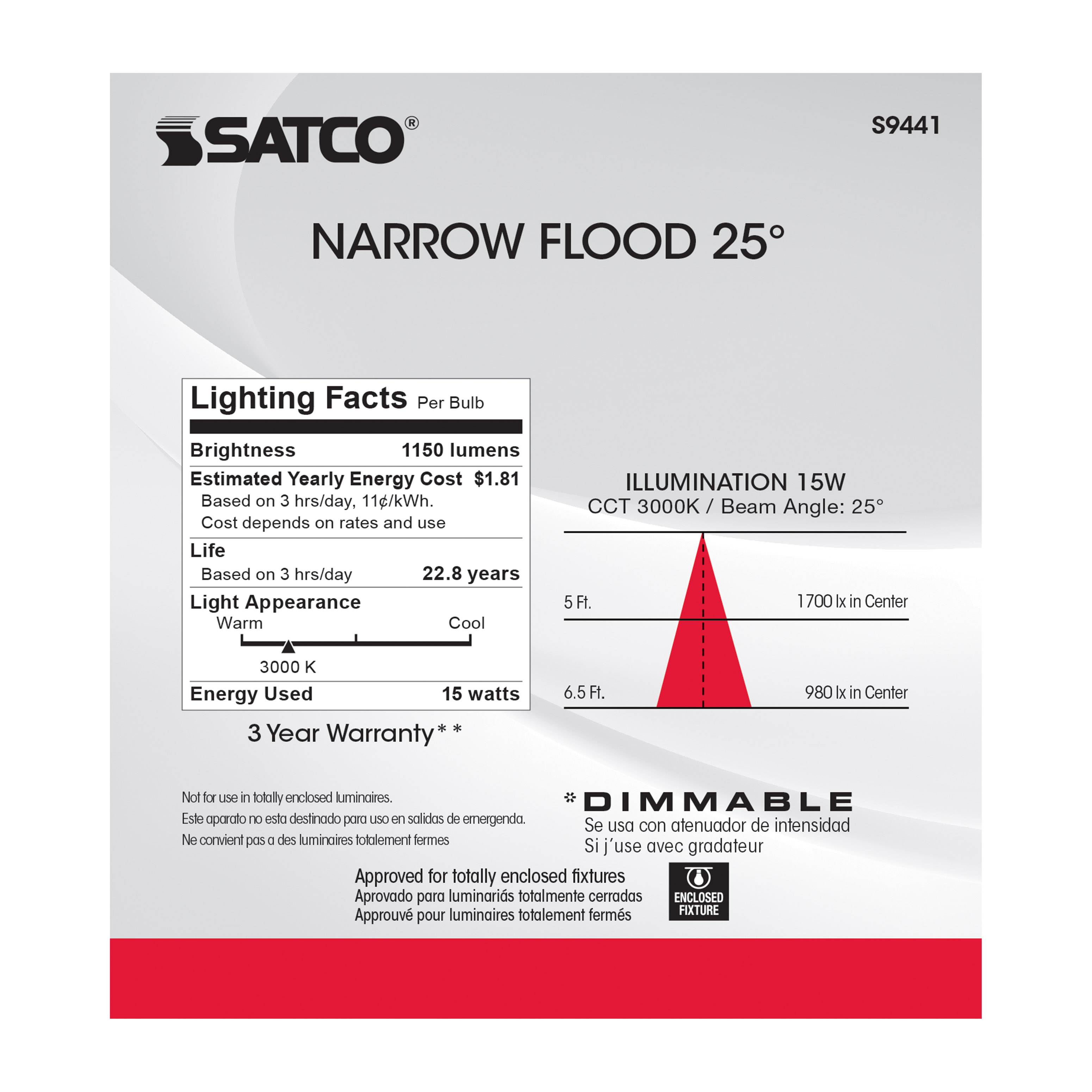 15PAR38/LED/25'/3000K/120V/D - S9441