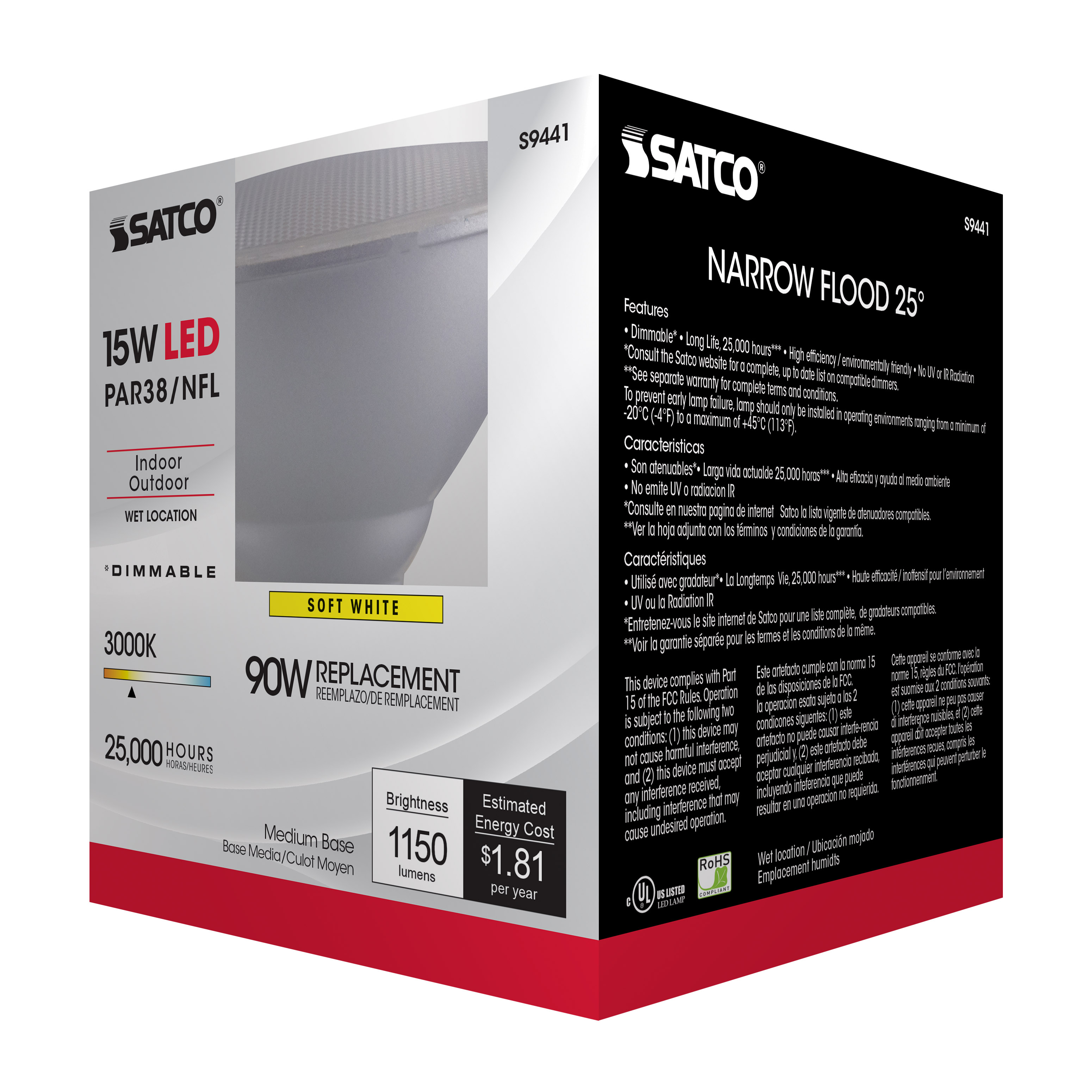 15PAR38/LED/25'/3000K/120V/D - S9441