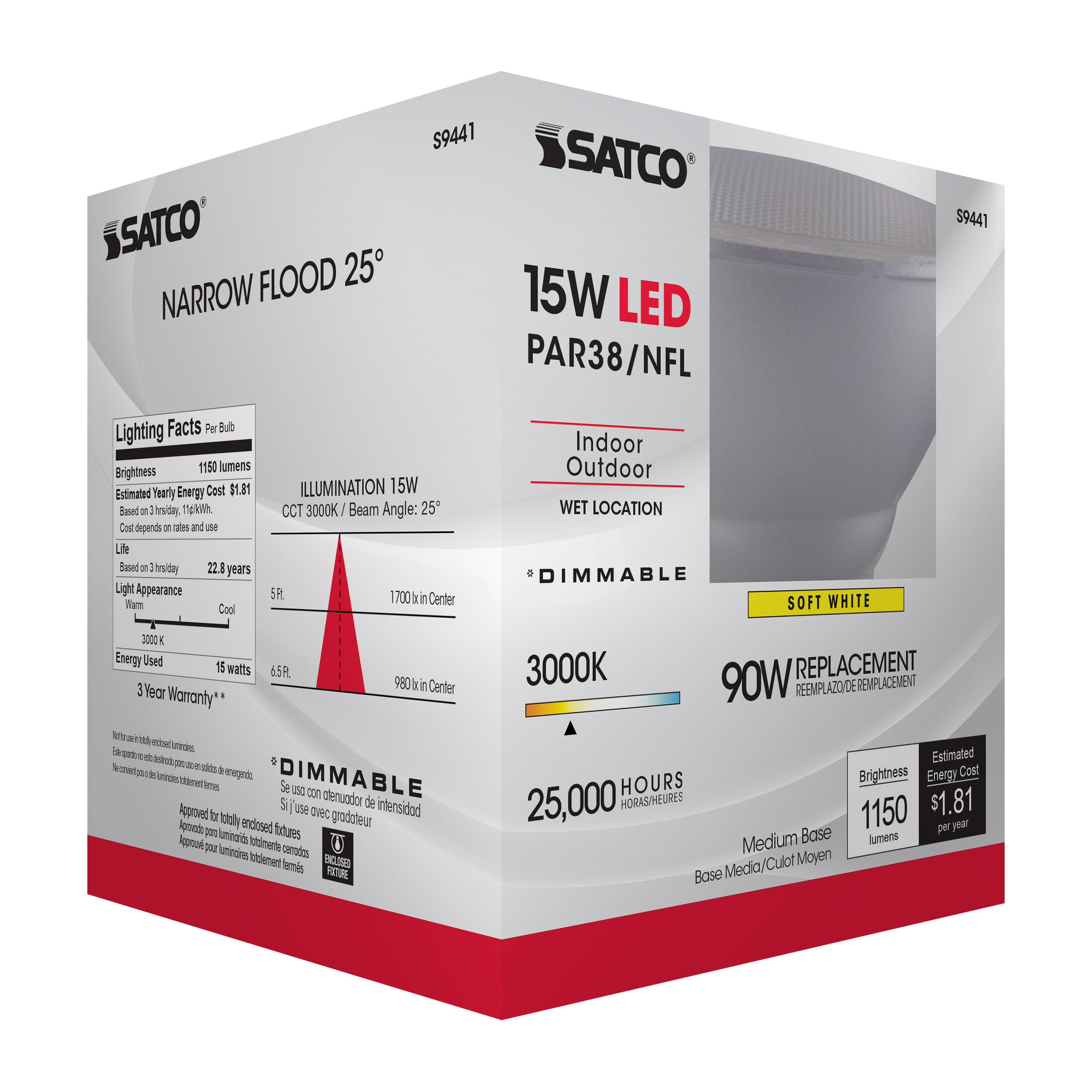 15PAR38/LED/25'/3000K/120V/D - S9441