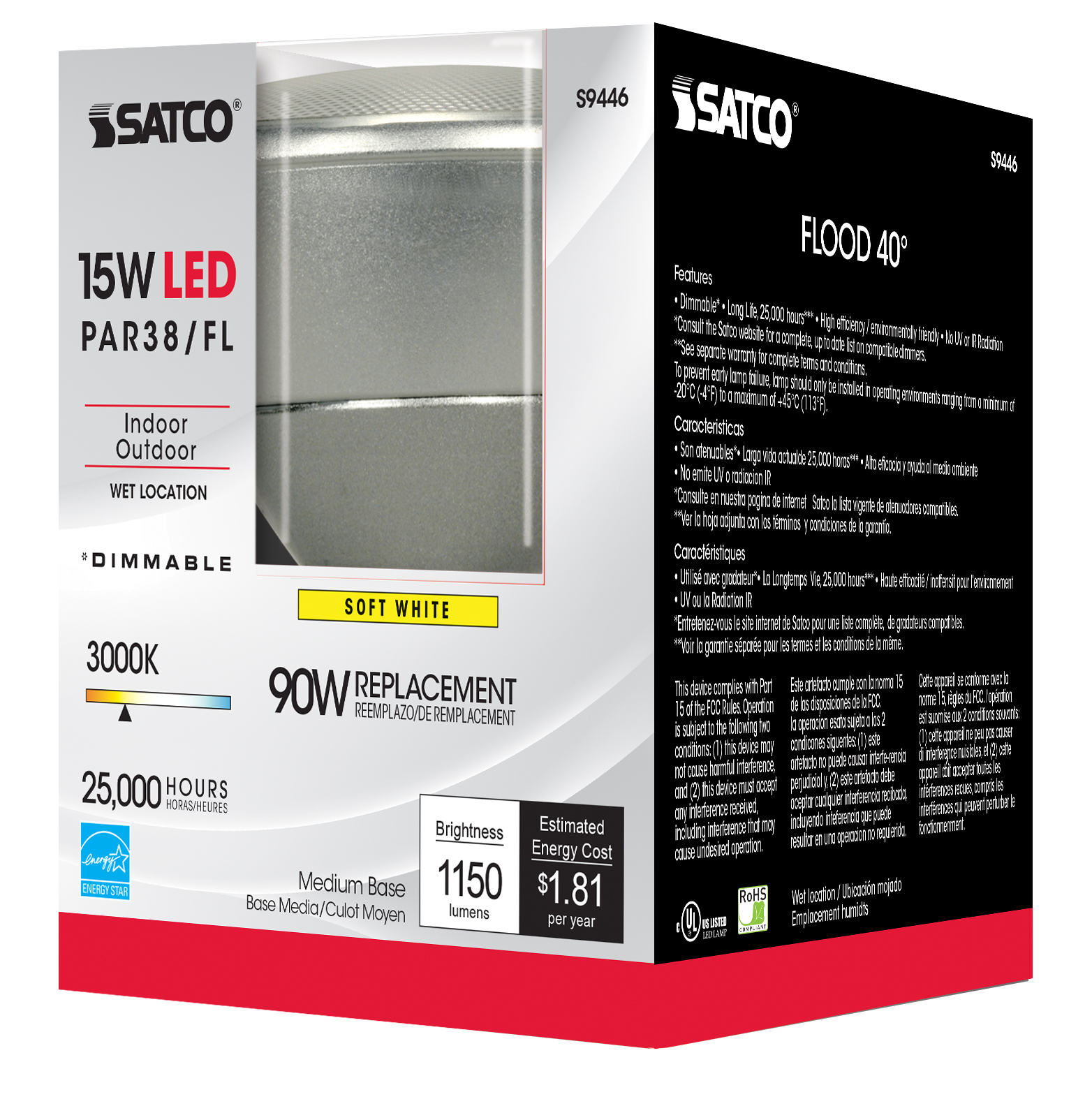 15PAR38/LED/40'/3000K/120V/D - S9446