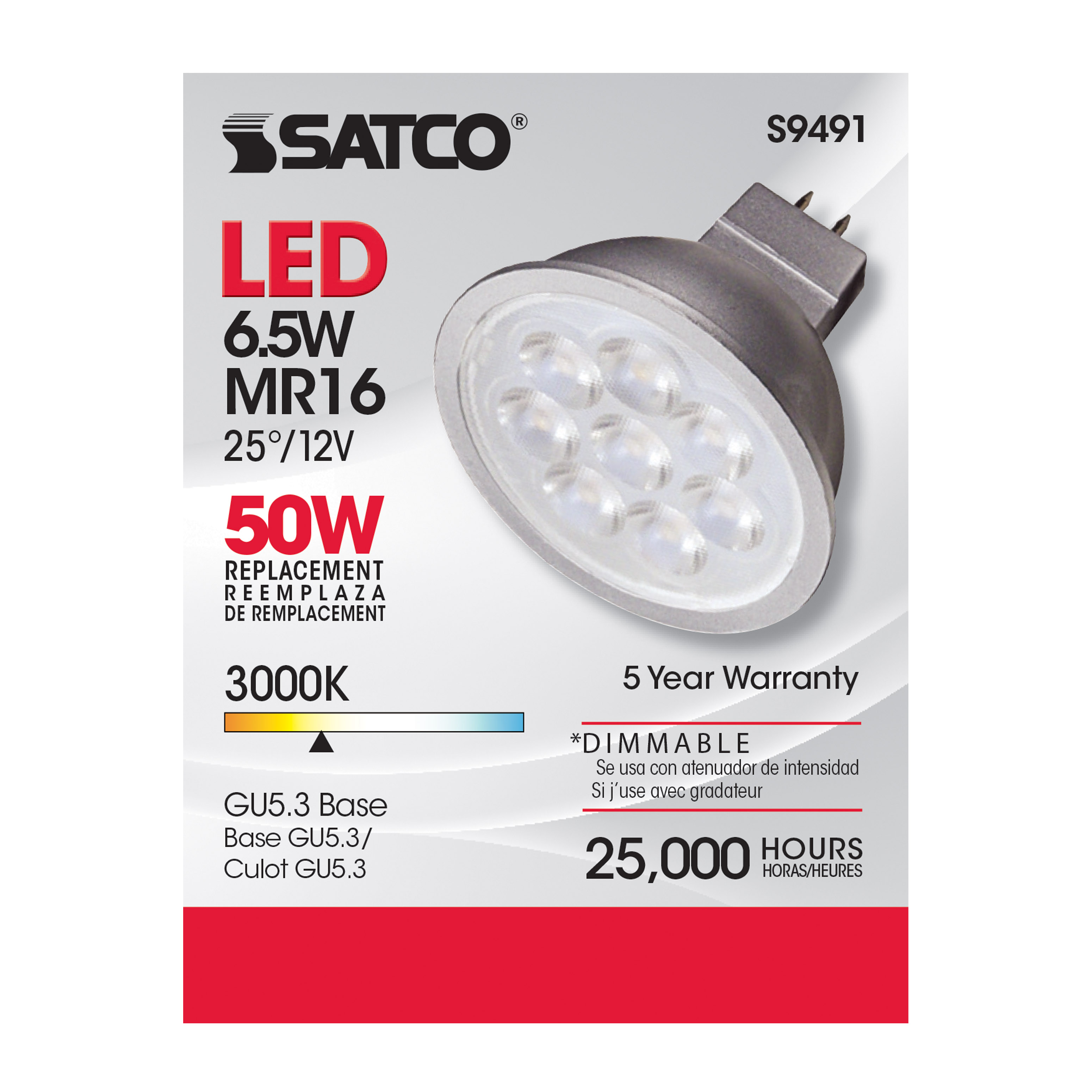 6.5MR16/LED/25'/30K/12V - S9491