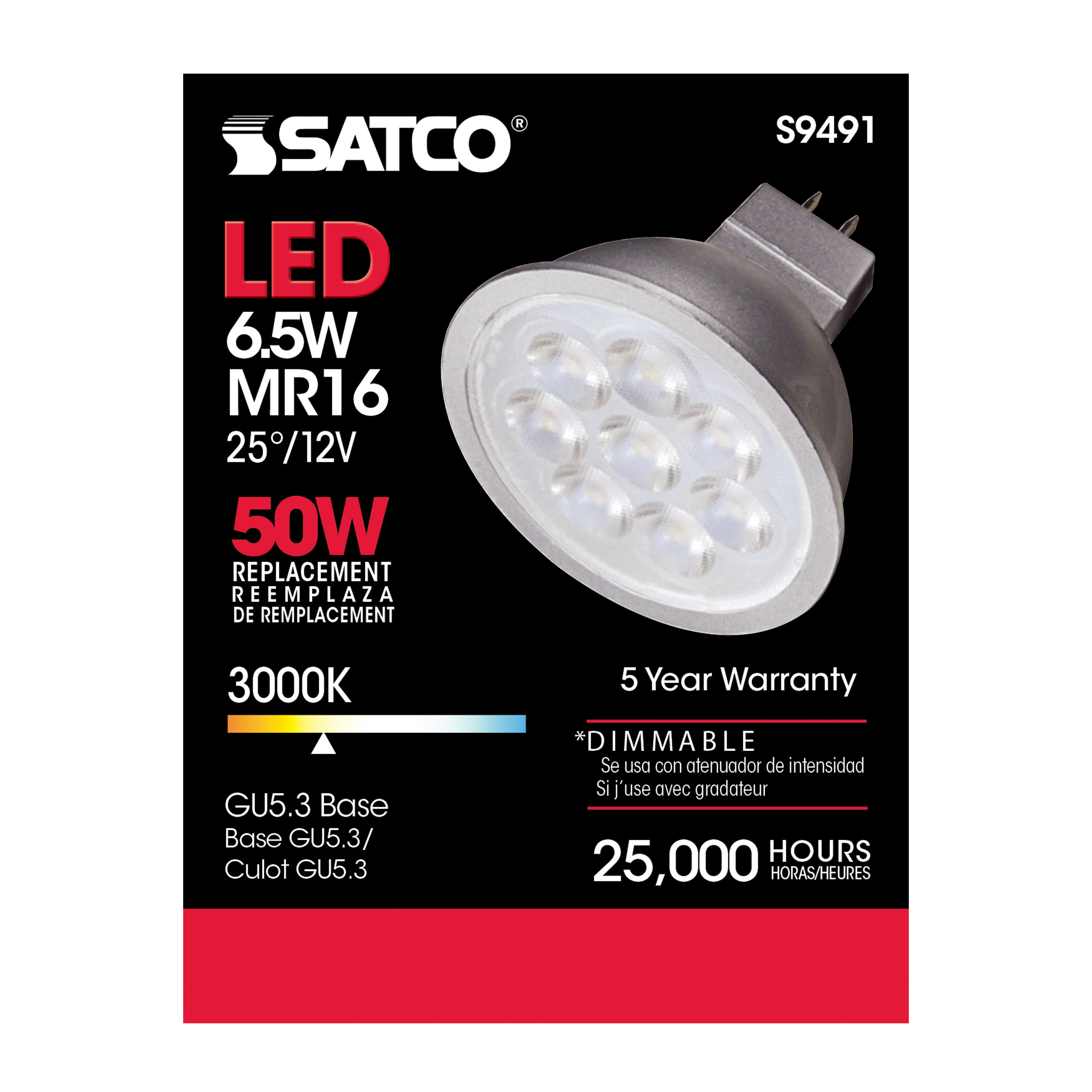 6.5MR16/LED/25'/30K/12V - S9491