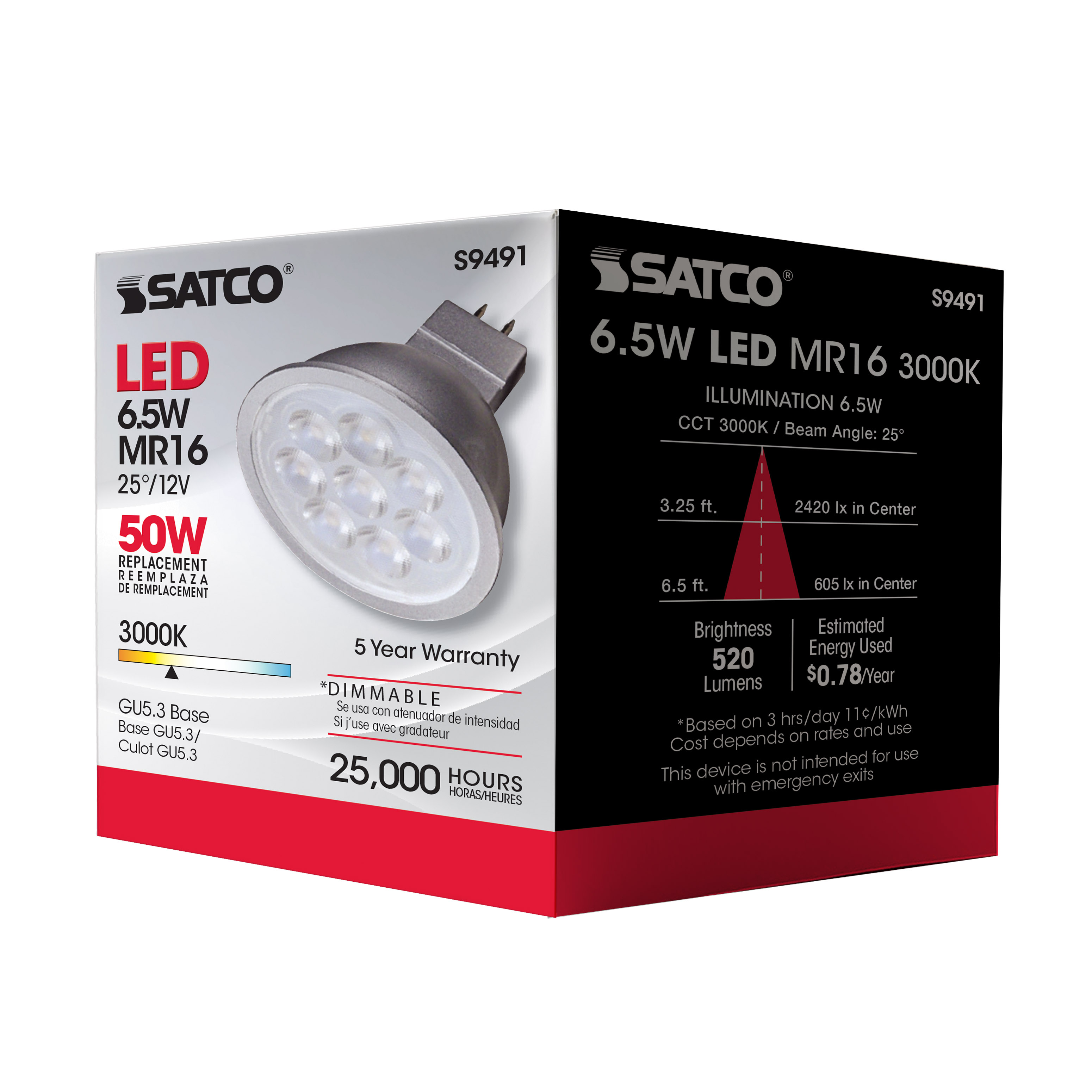 6.5MR16/LED/25'/30K/12V - S9491