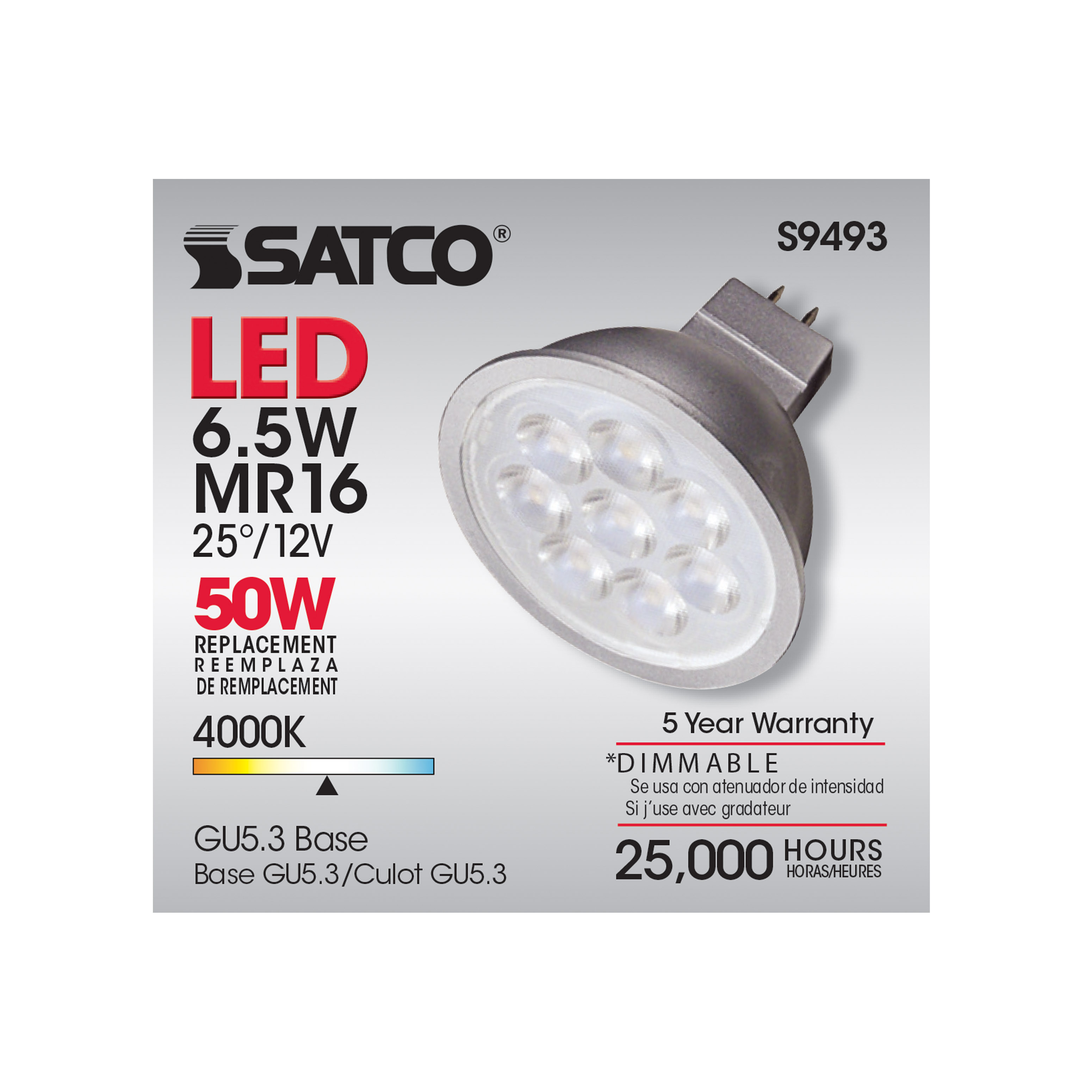 6.5MR16/LED/25'/40K/12V - S9493