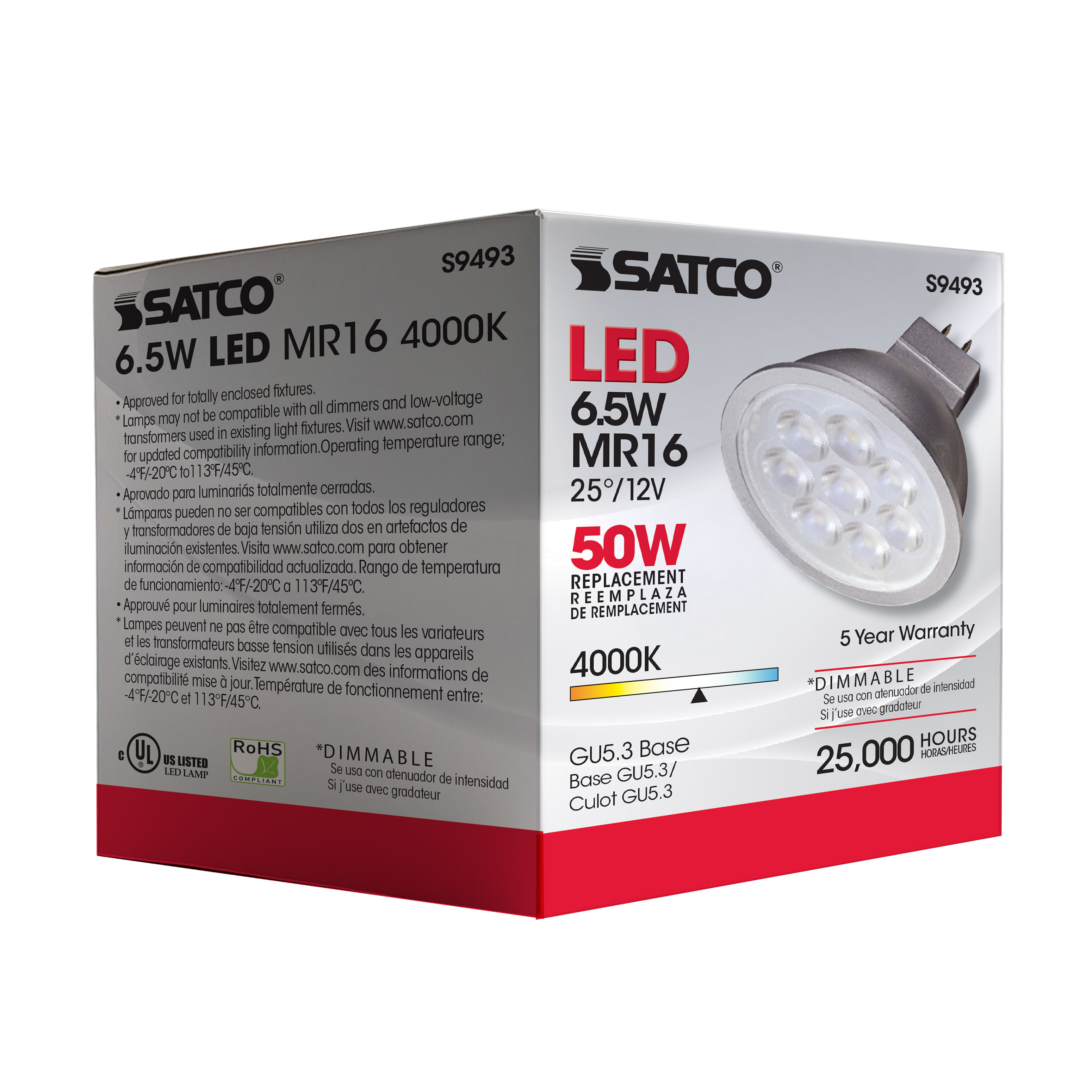 6.5MR16/LED/25'/40K/12V - S9493