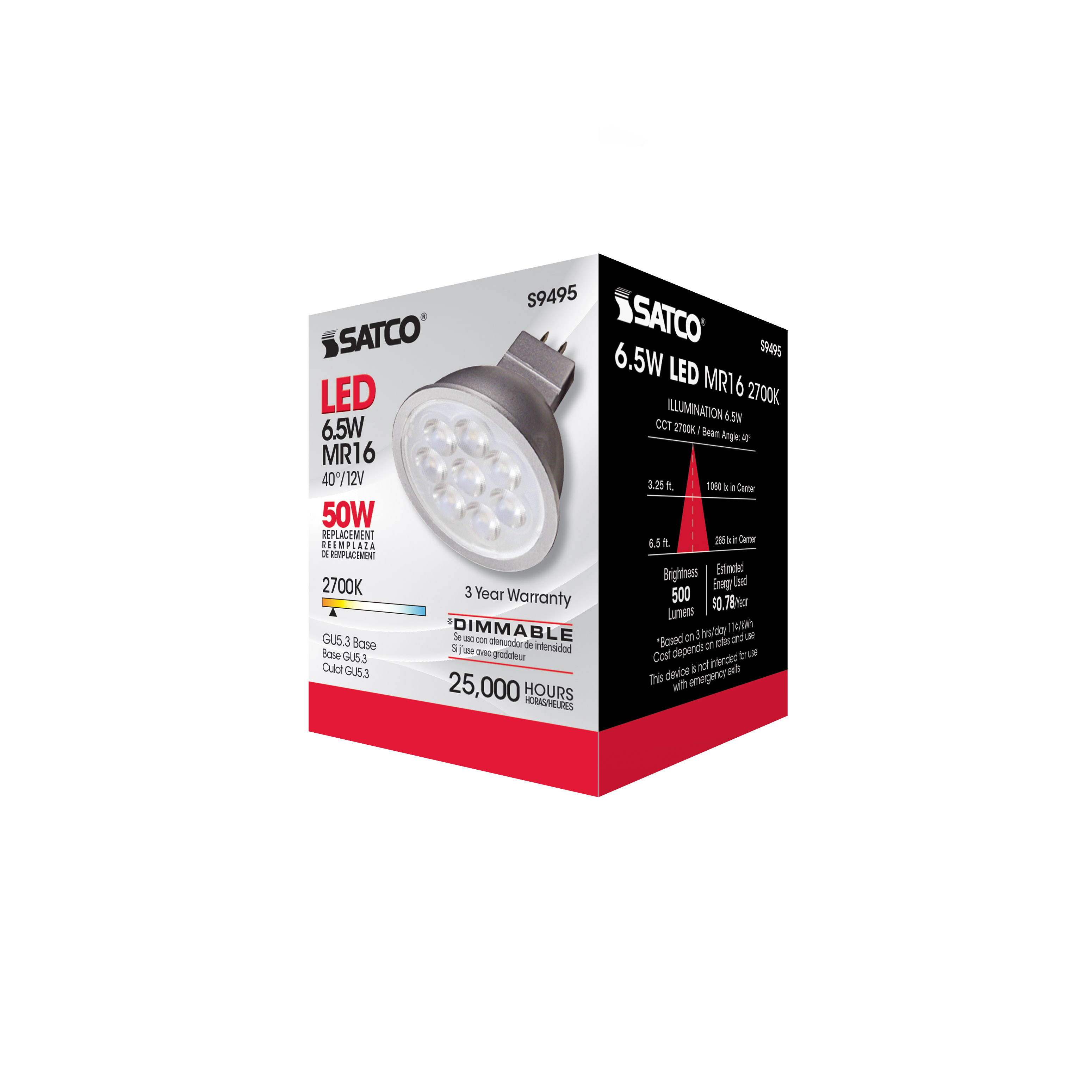 6.5MR16/LED/40'/27K/12V - S9495