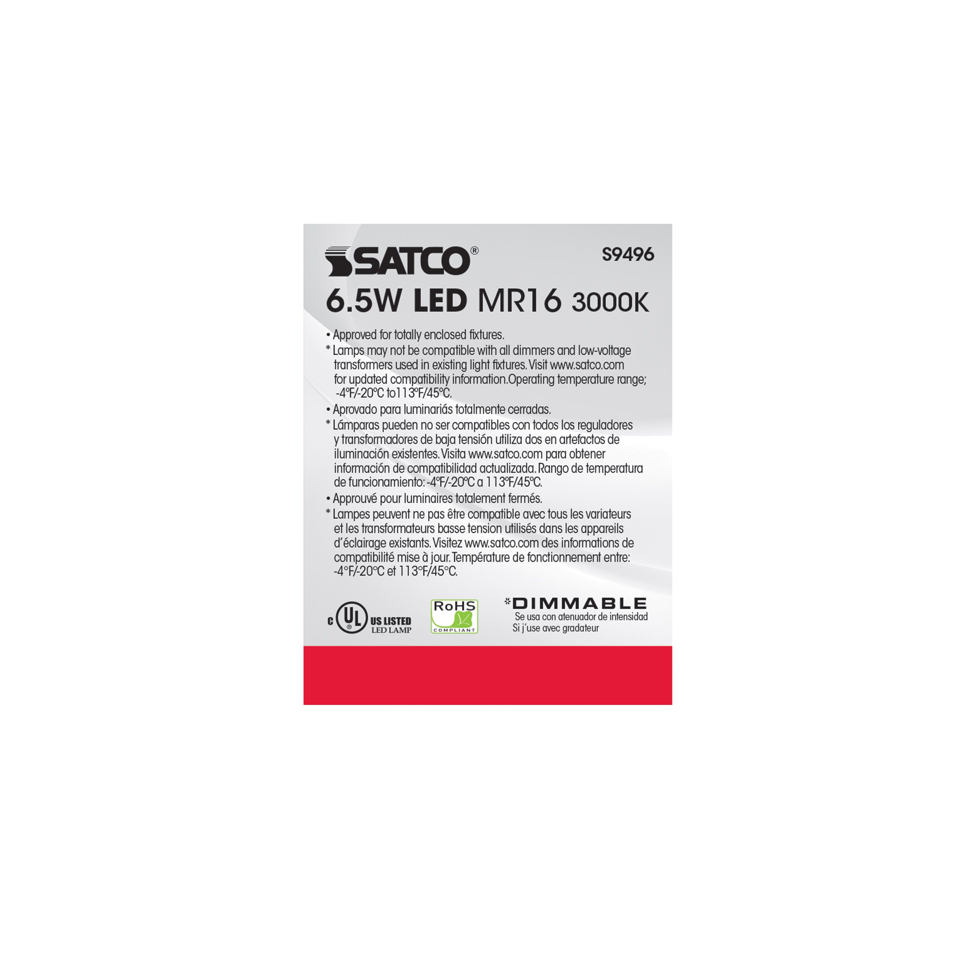 6.5MR16/LED/40'/30K/12V - S9496