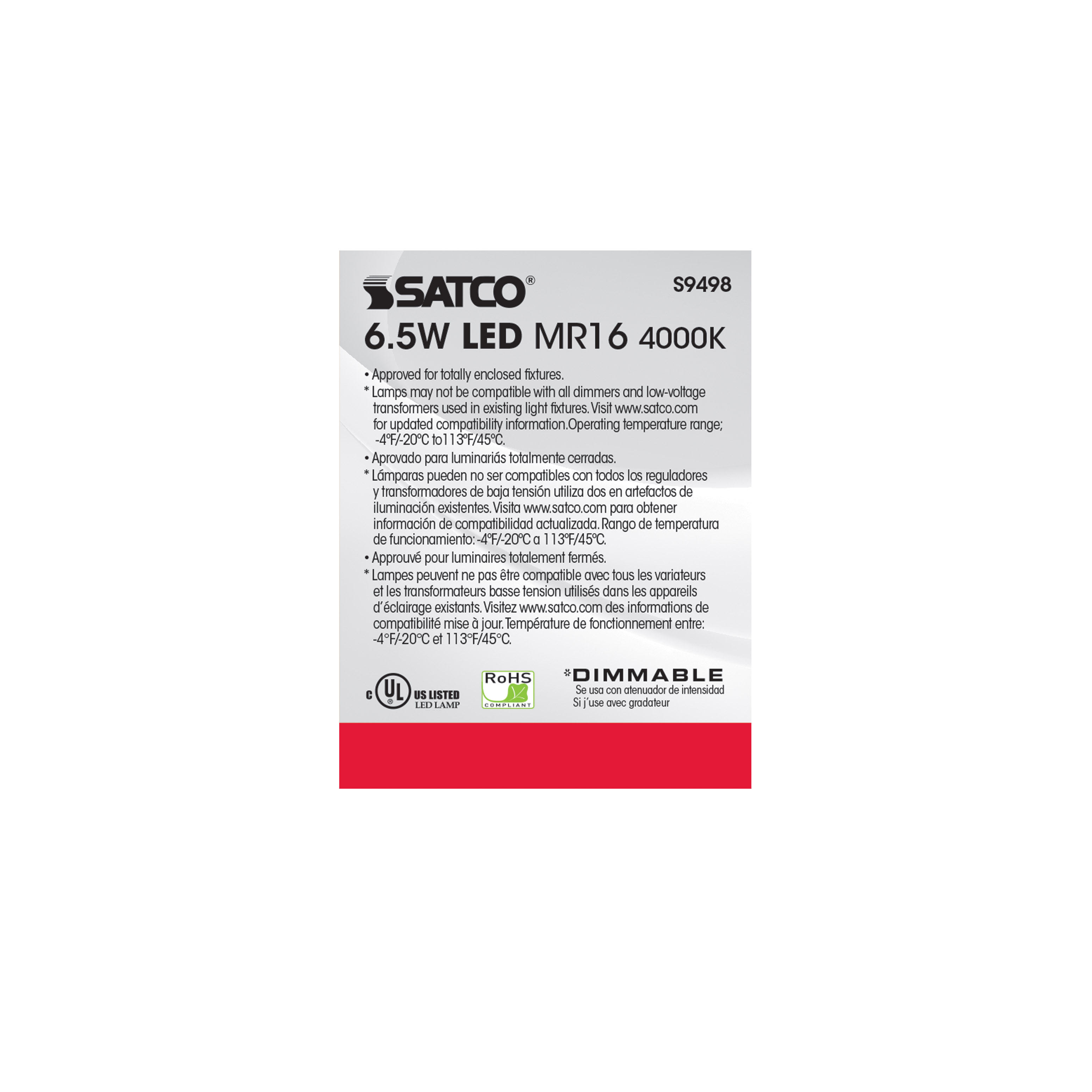 6.5MR16/LED/40'/40K/12V - S9498