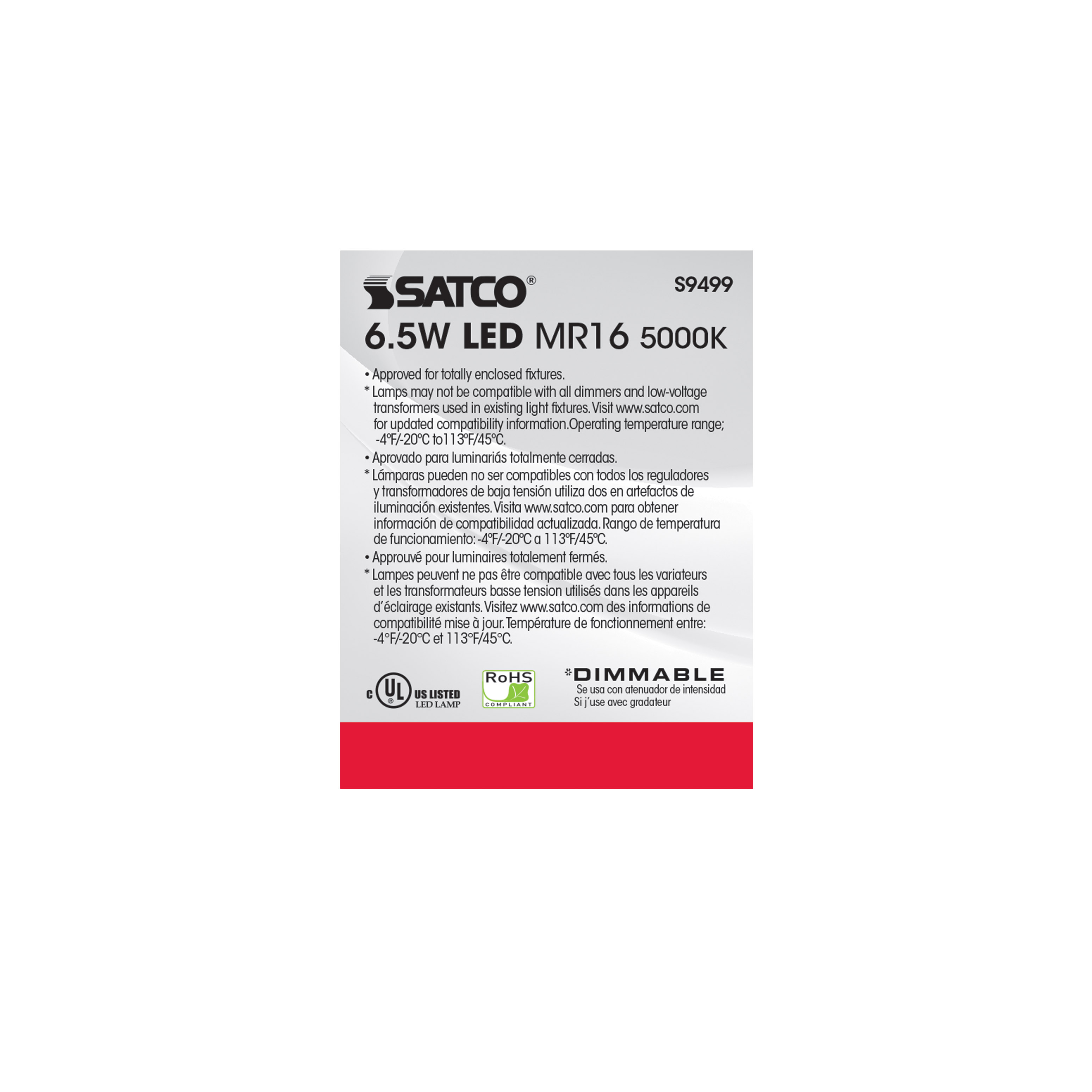 6.5MR16/LED/40'/50K/12V - S9499