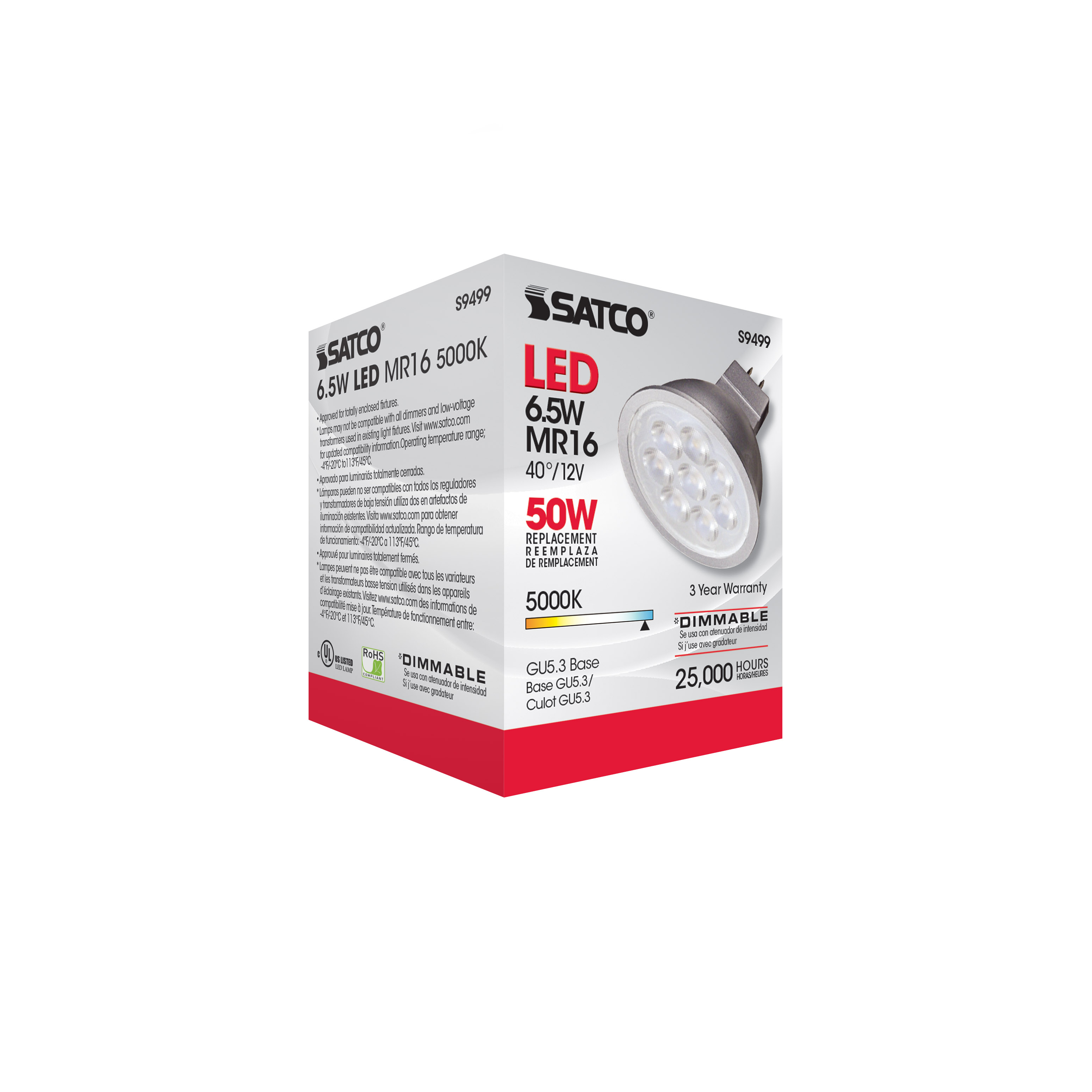 6.5MR16/LED/40'/50K/12V - S9499