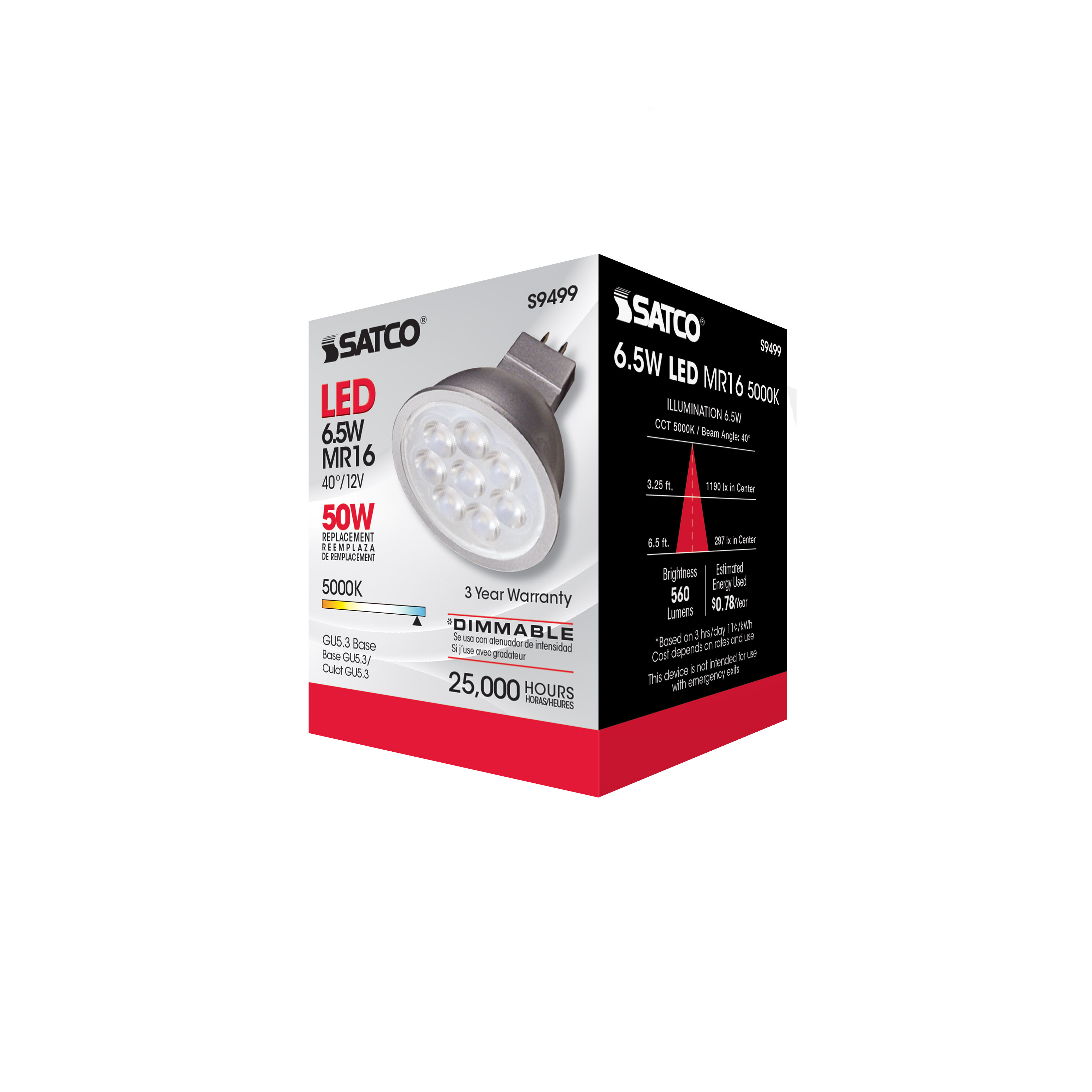 6.5MR16/LED/40'/50K/12V - S9499