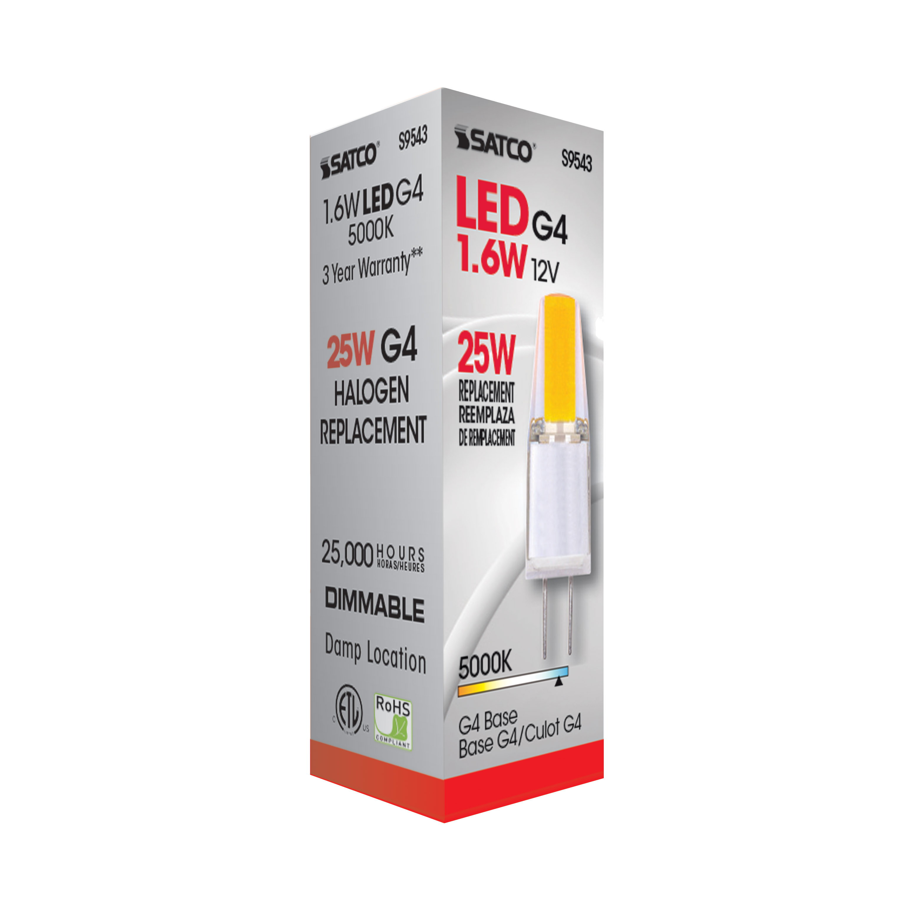 LED 1.6W JC/G4 12V 5000K 200L - S9543