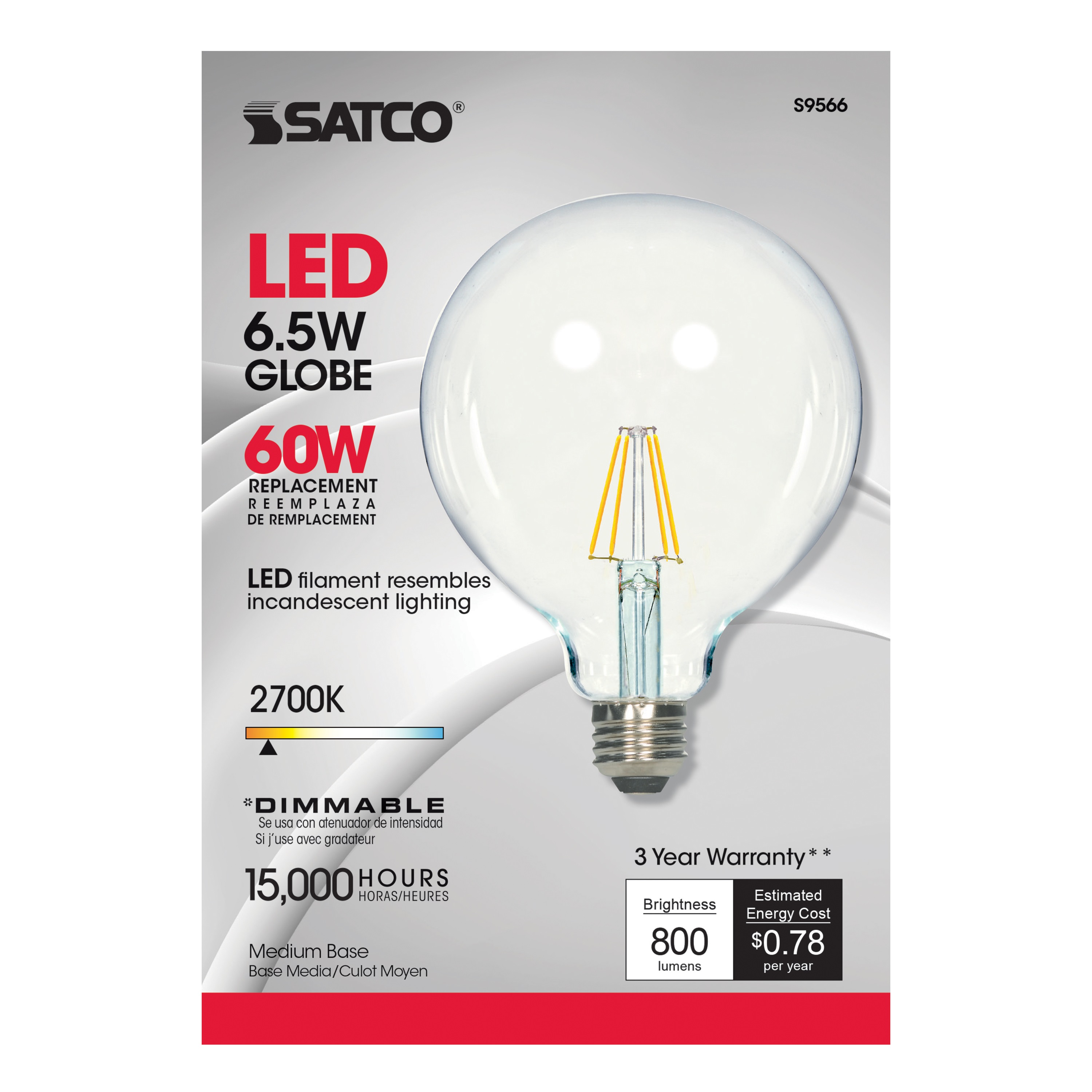 7G40/CL/LED/E26/27K/120V - S9566