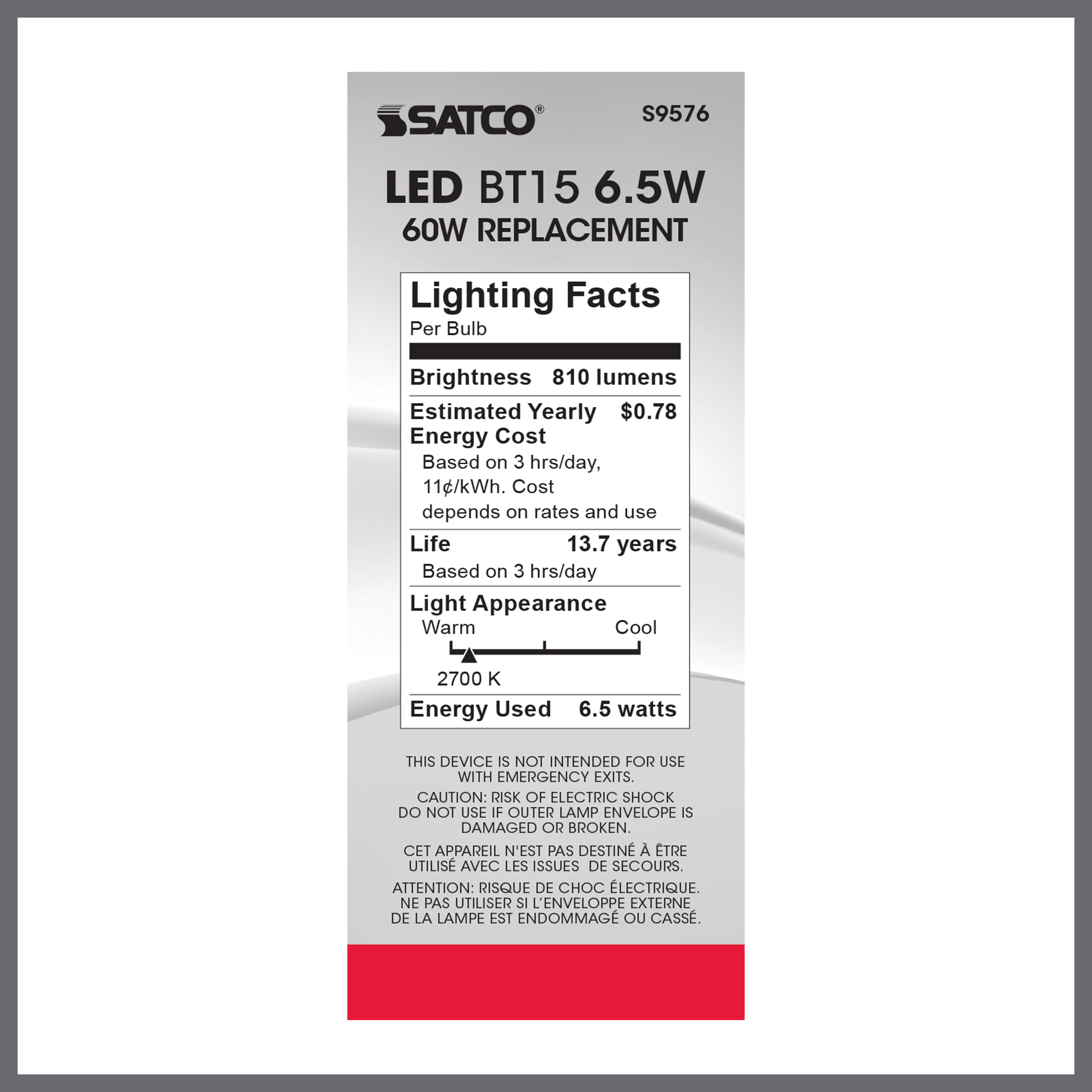 6.5BT15/CL/LED/E26/27K/120V - S9576