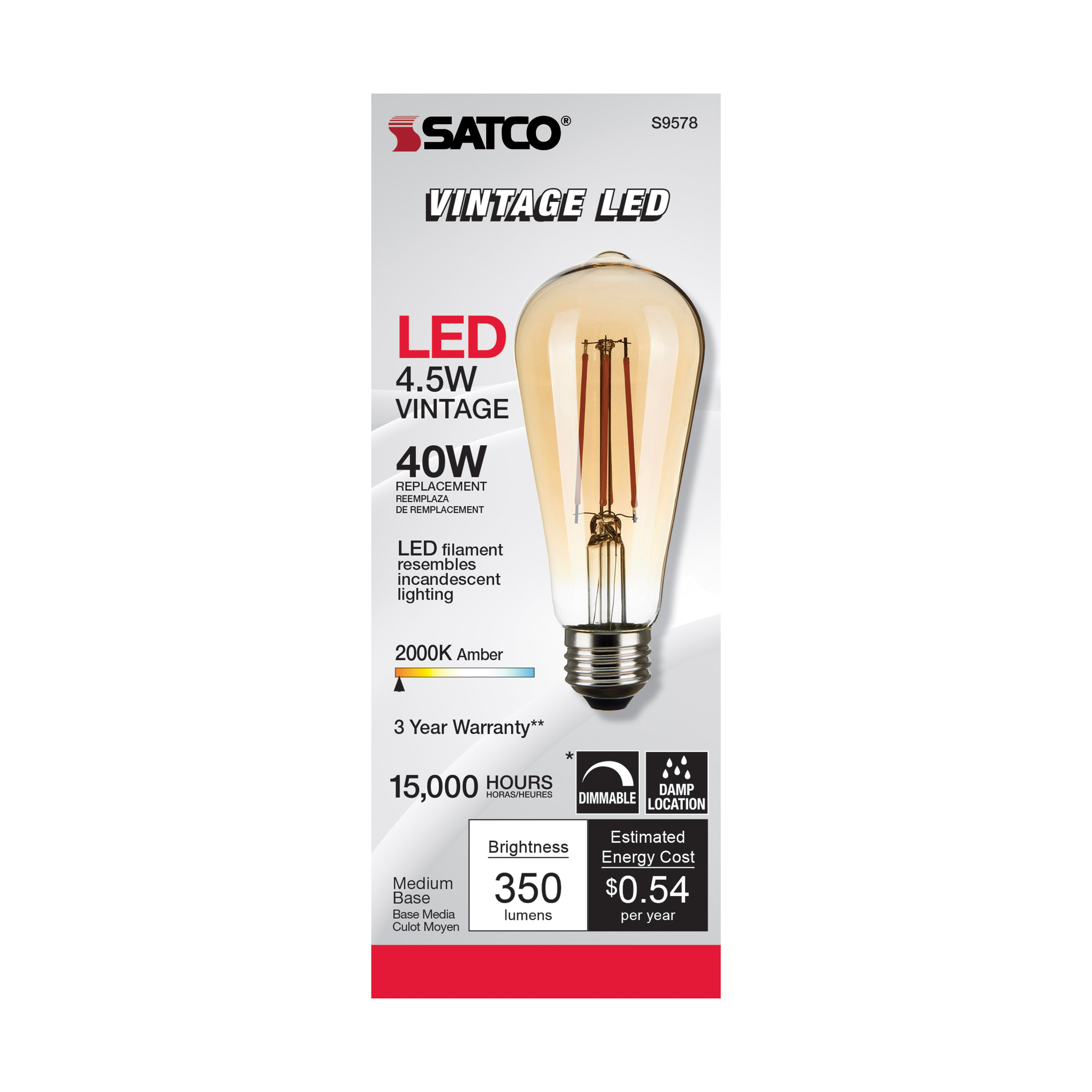 4.5ST19/AMB/LED/E26/20K/120V - S9578