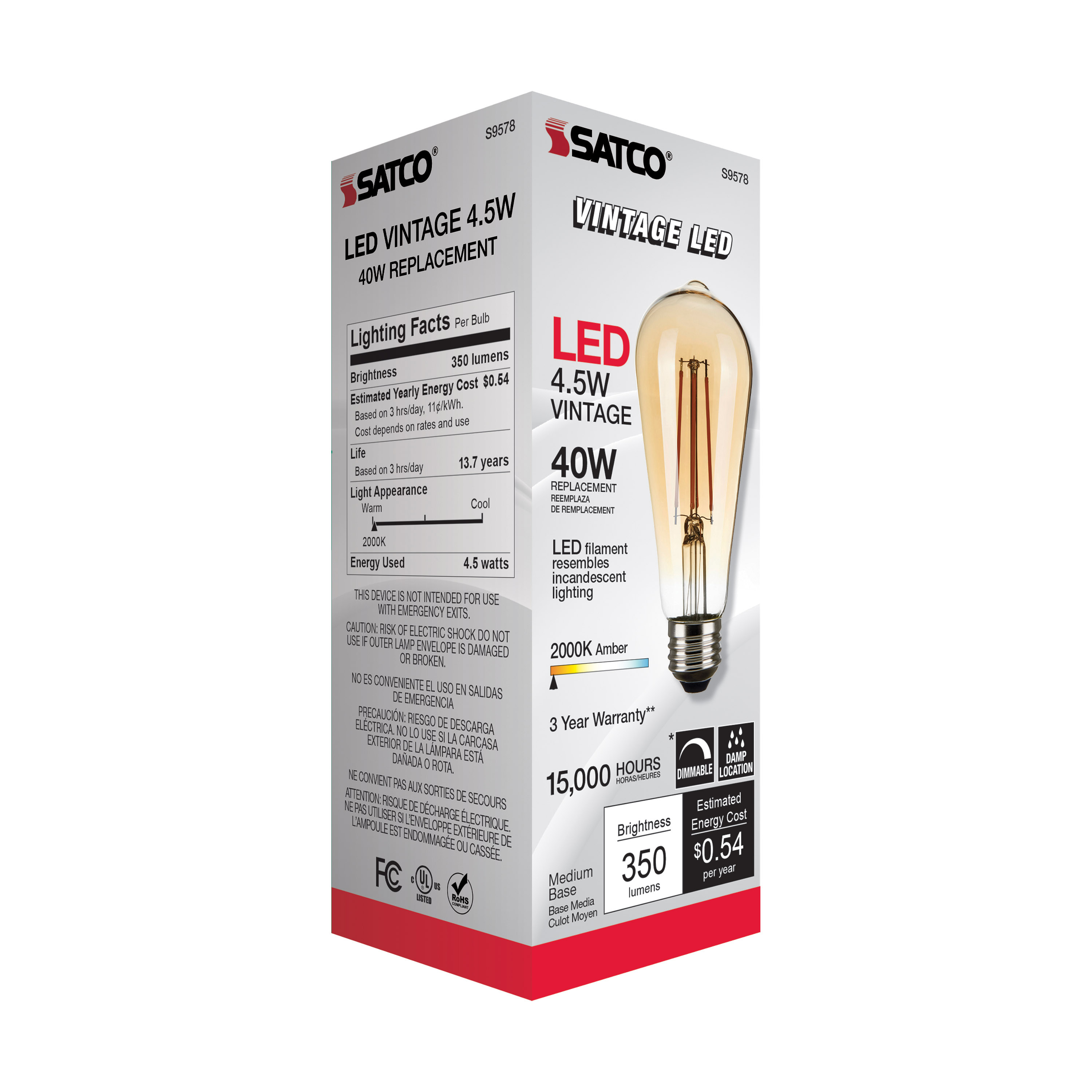 4.5ST19/AMB/LED/E26/20K/120V - S9578