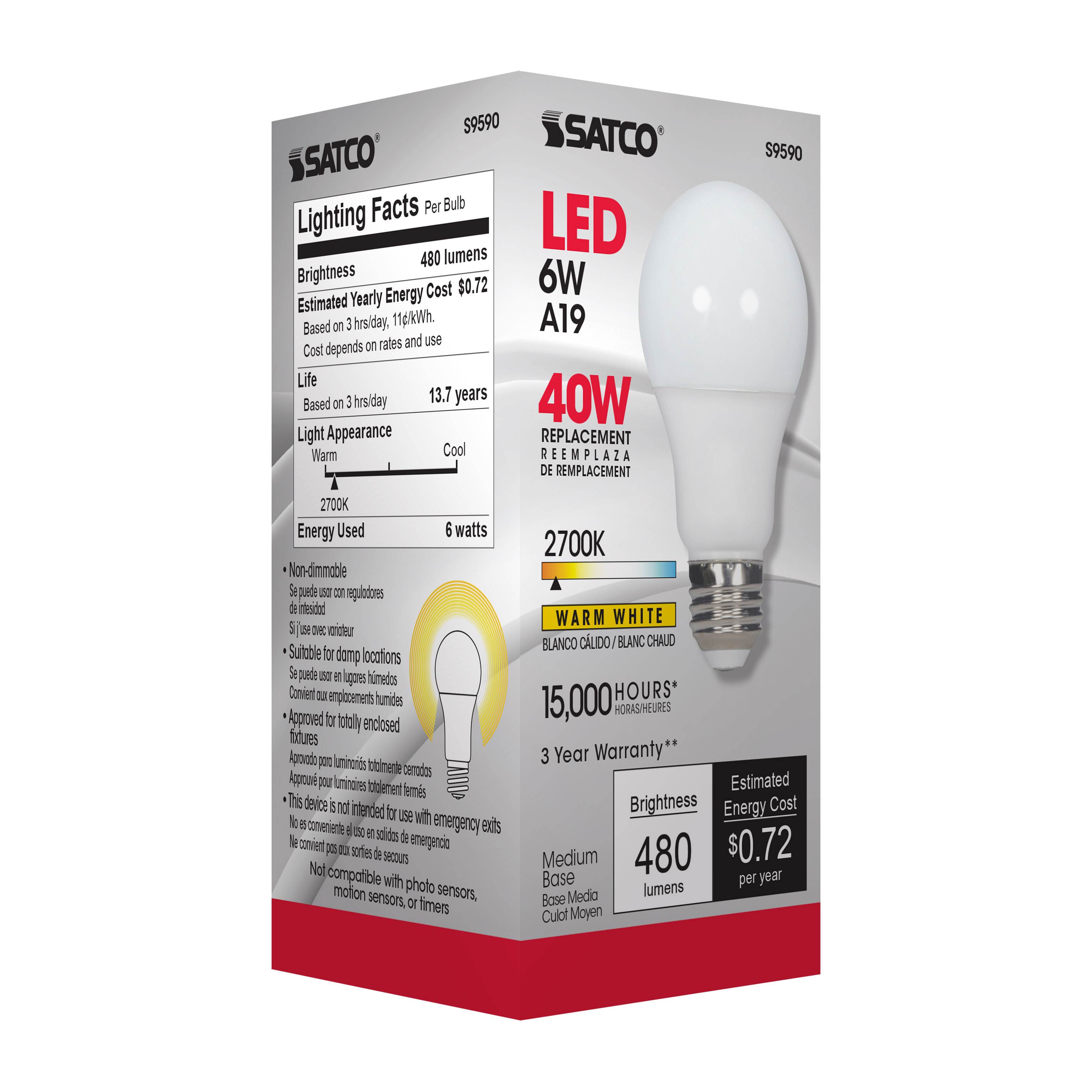 6A19/LED/2700K/ND/120V - S9590