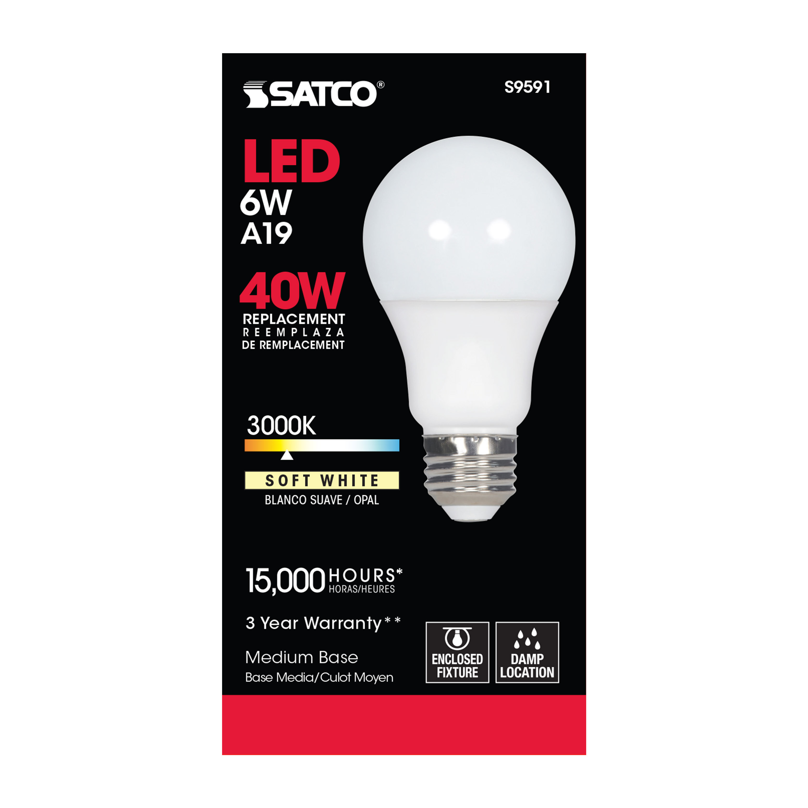 6A19/LED/3000K/ND/120V - S9591