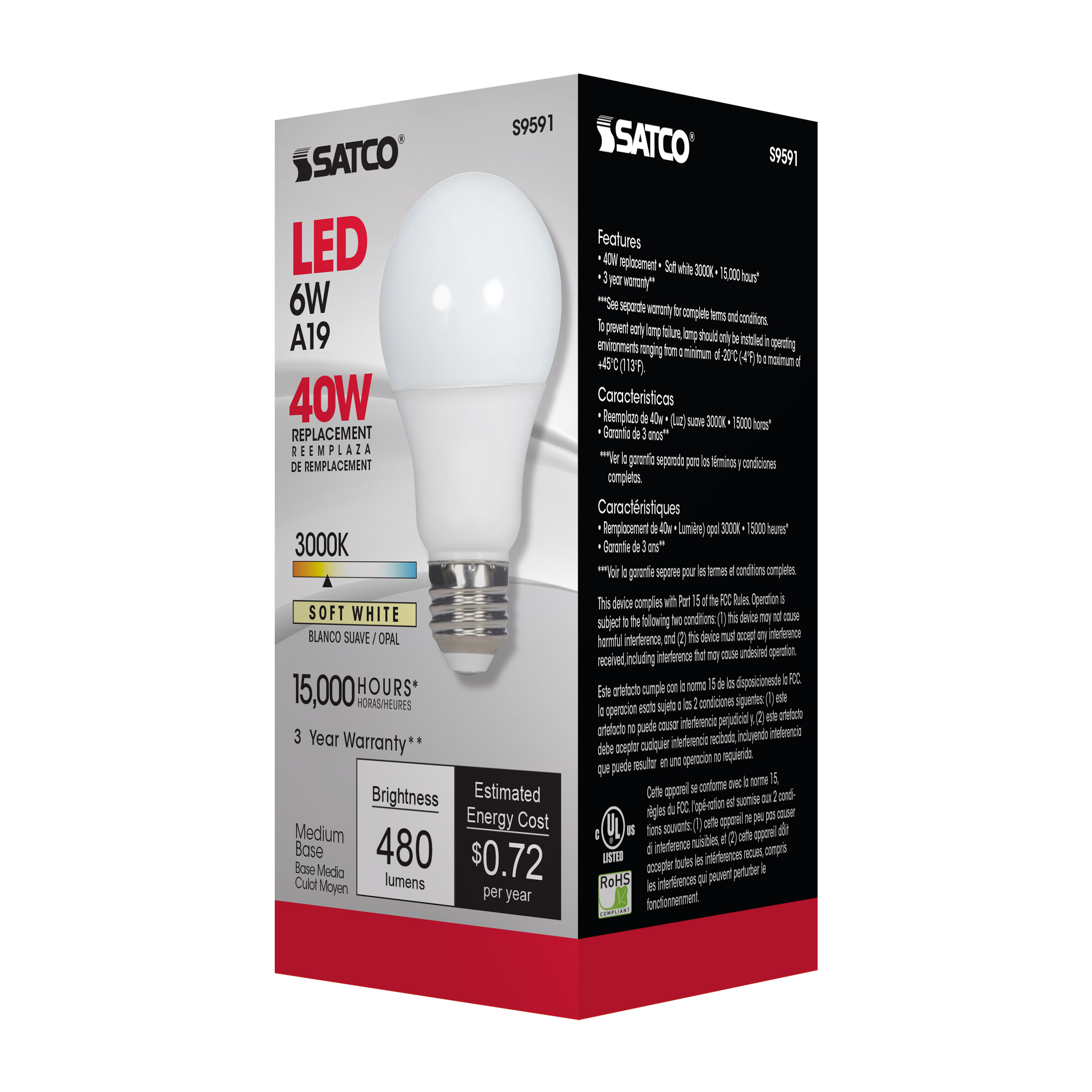 6A19/LED/3000K/ND/120V - S9591