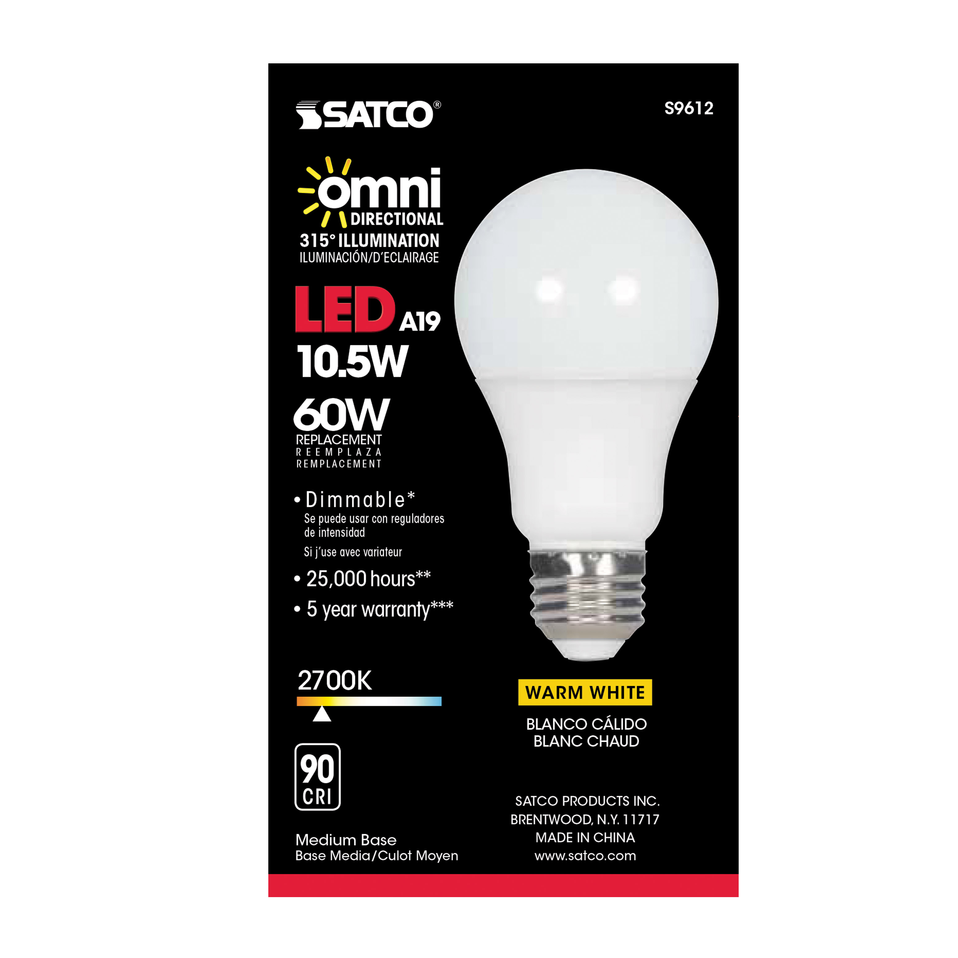 10.5A19/OMNI/LED/27K/90CRI - S9612