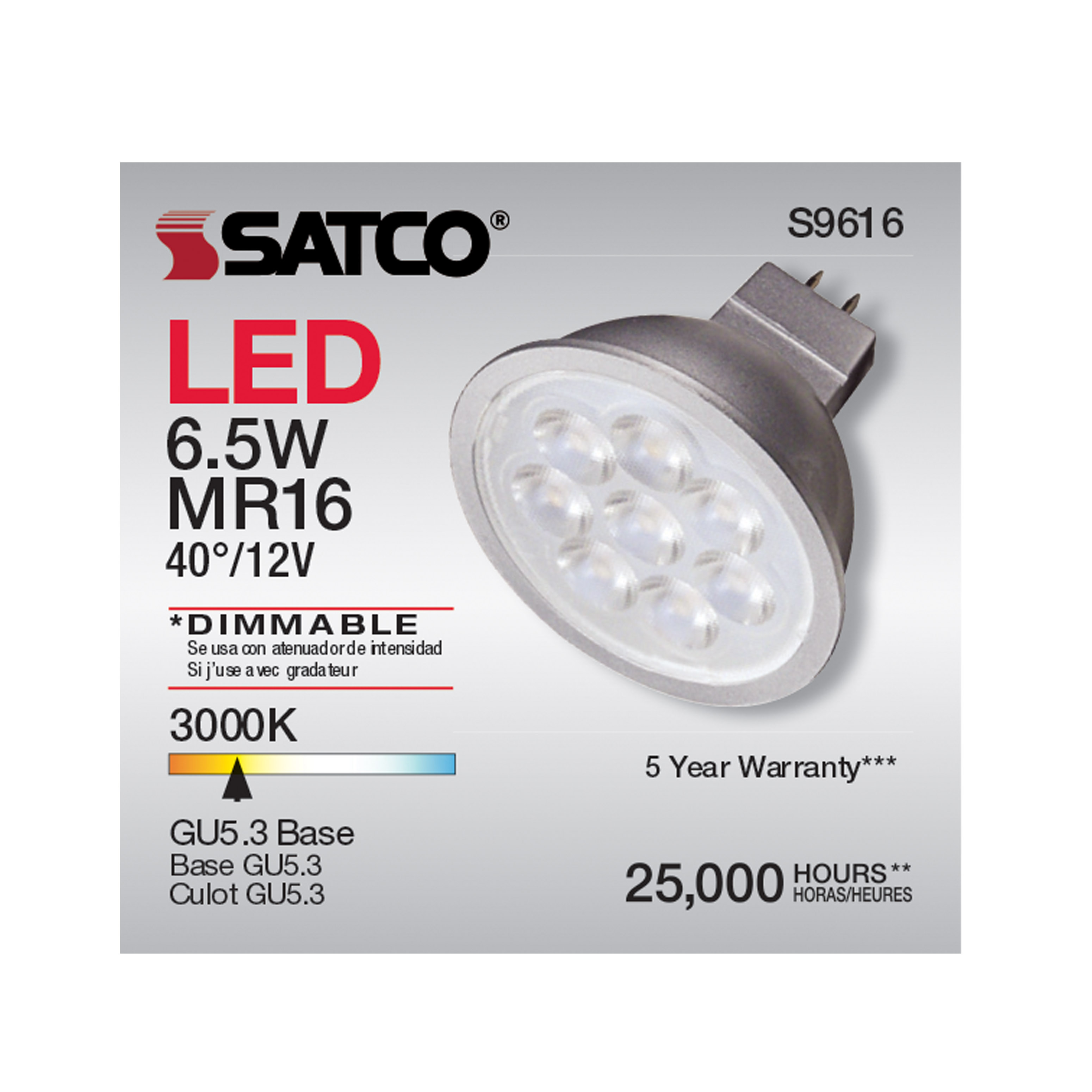 6.5MR16/LED/40'/30K/12V/90CRI - S9616