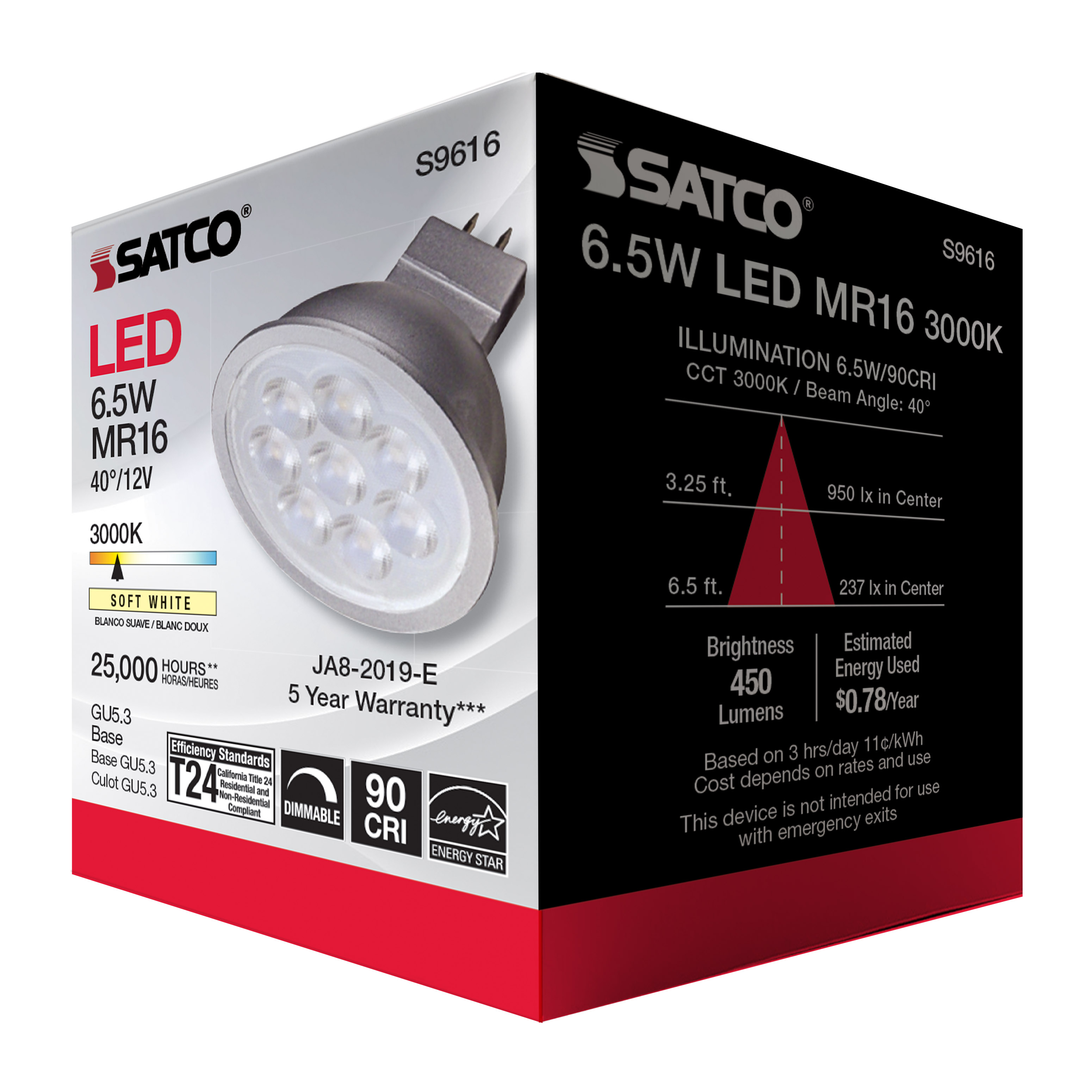 6.5MR16/LED/40'/30K/12V/90CRI - S9616