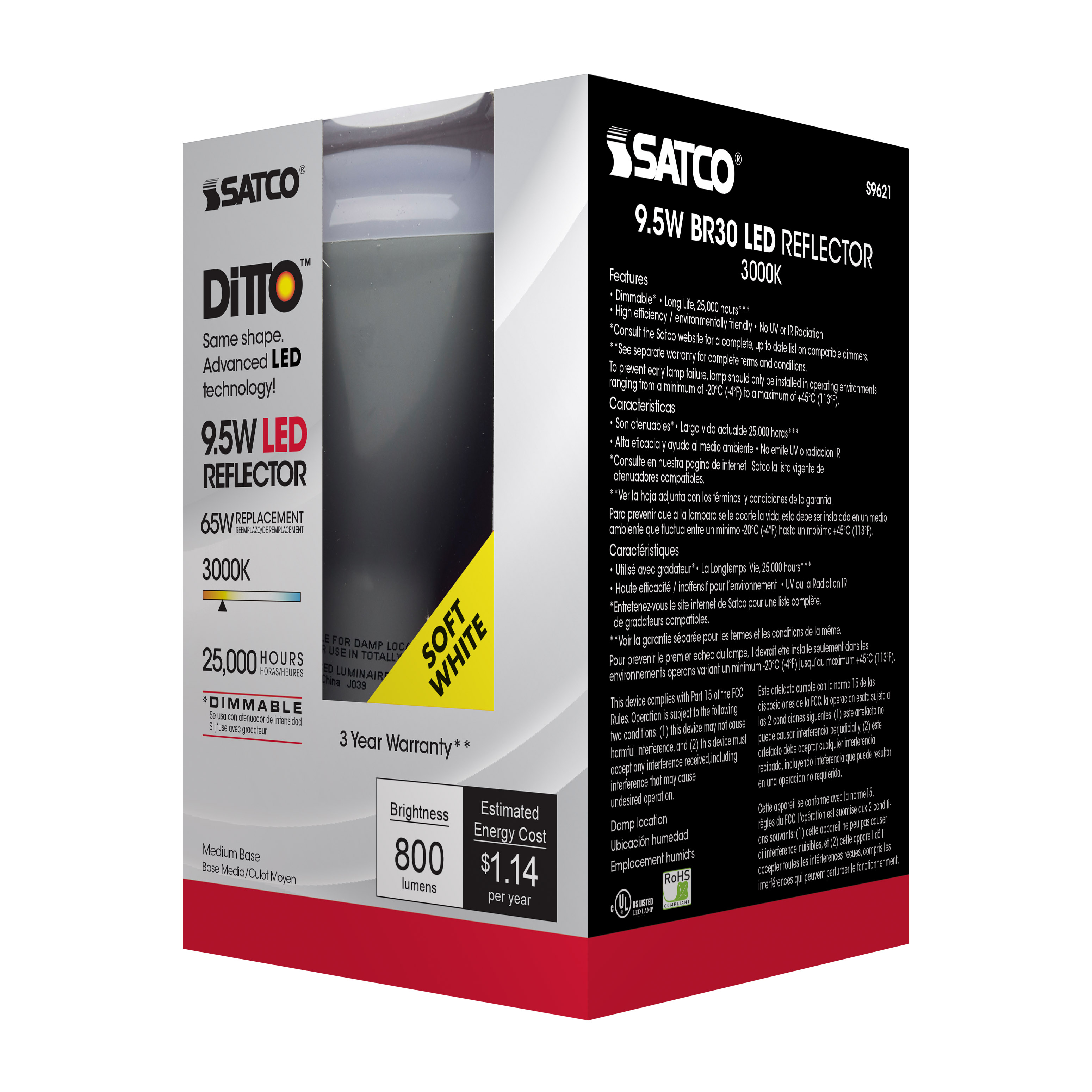 9.5BR30/LED/3000K/750L/120V/D - S9621