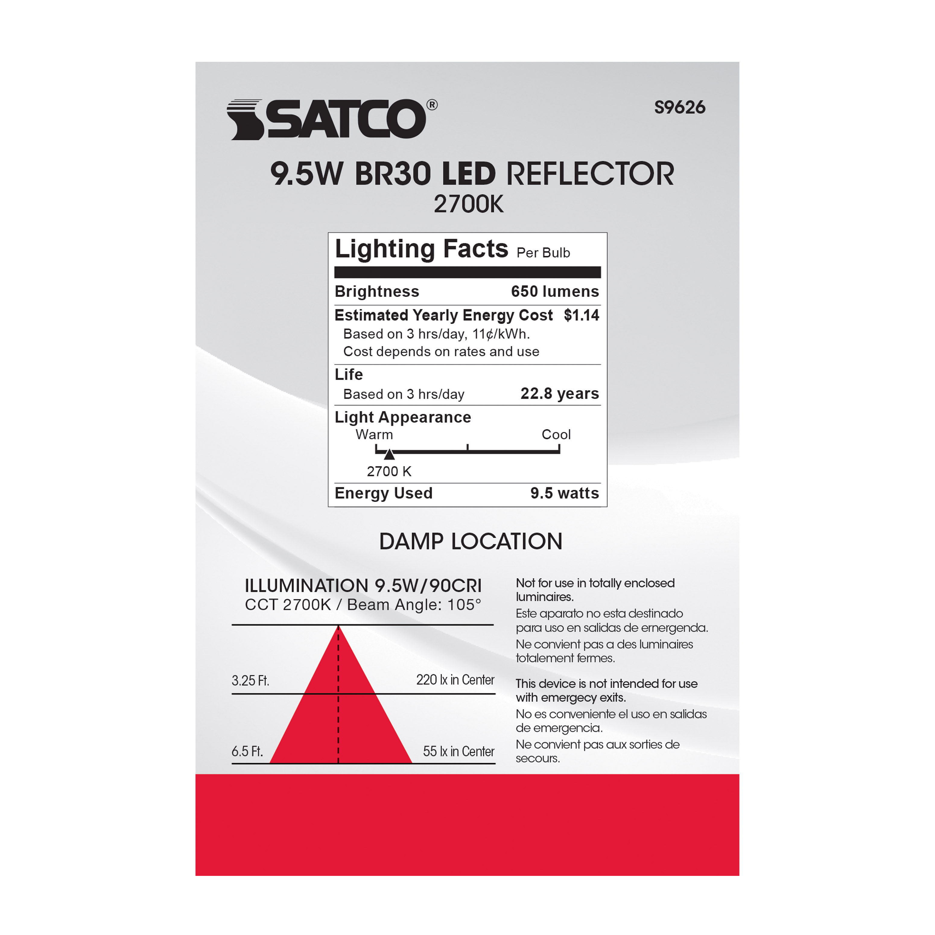 9.5BR30/LED/27K/GU24/650L/120V - S9626