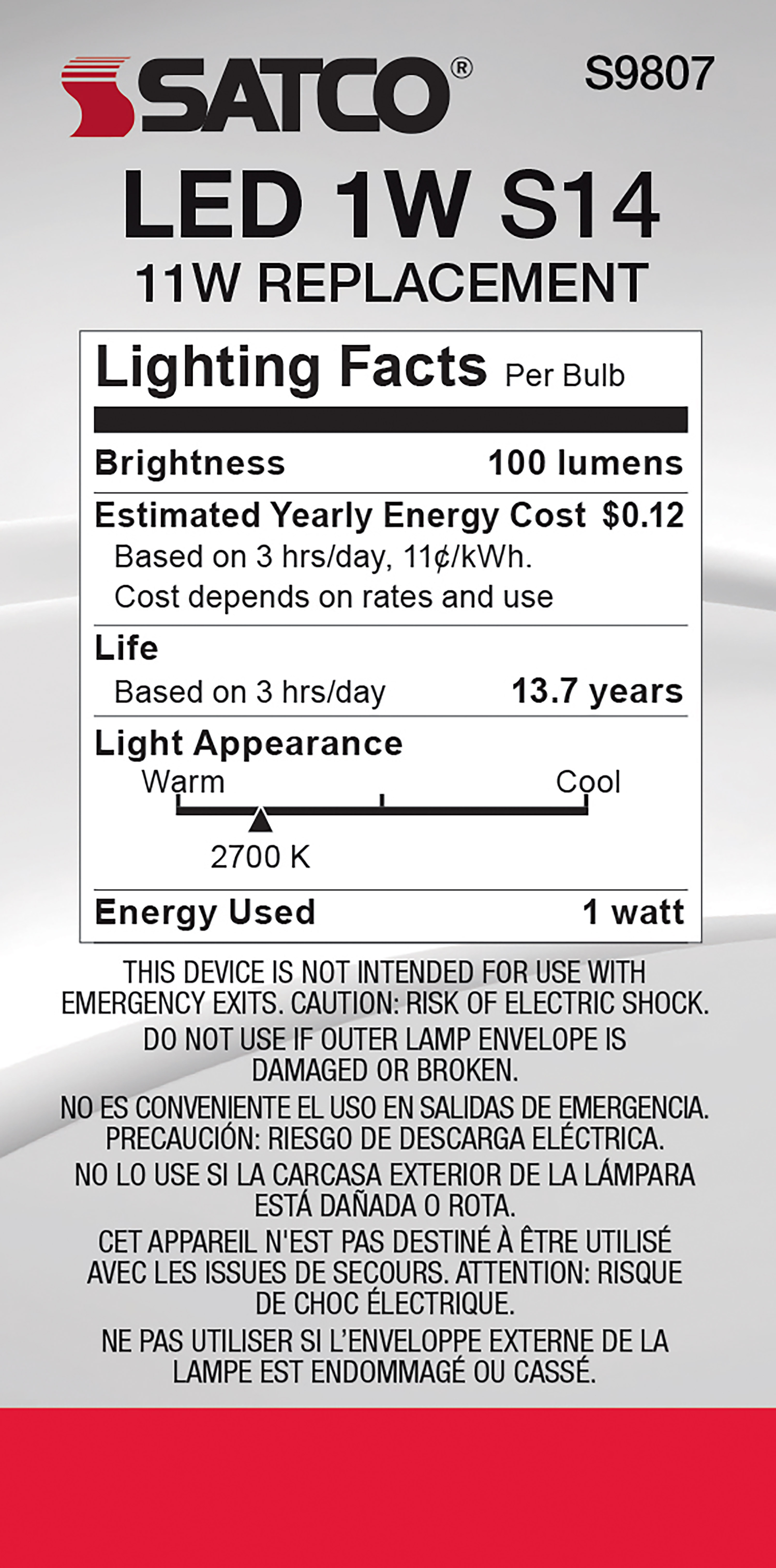 1WS14/LED/CL/27K/120V/ND - S9807
