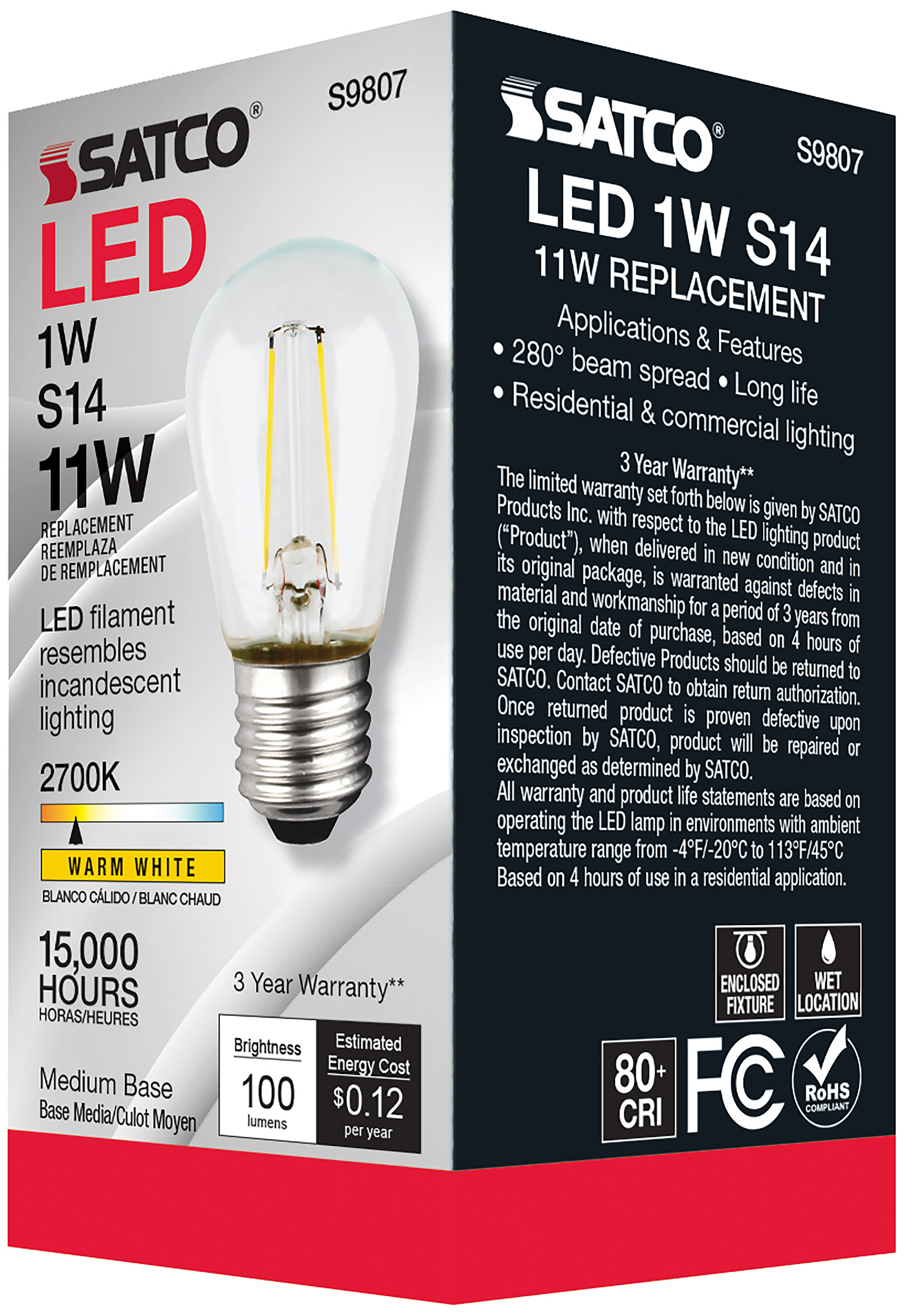 1WS14/LED/CL/27K/120V/ND - S9807