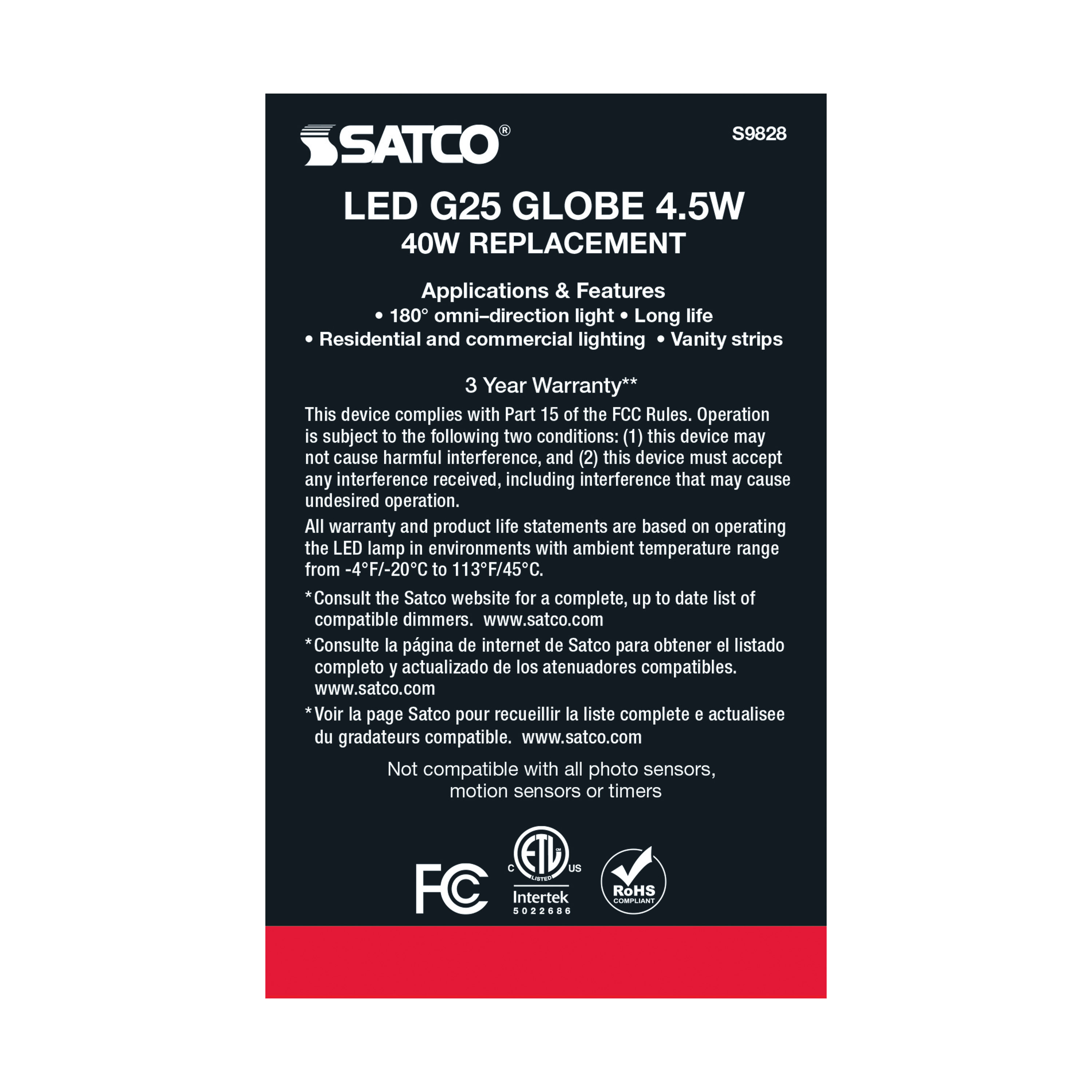 4.5G25/SLV/LED/E26/27K/120V - S9828