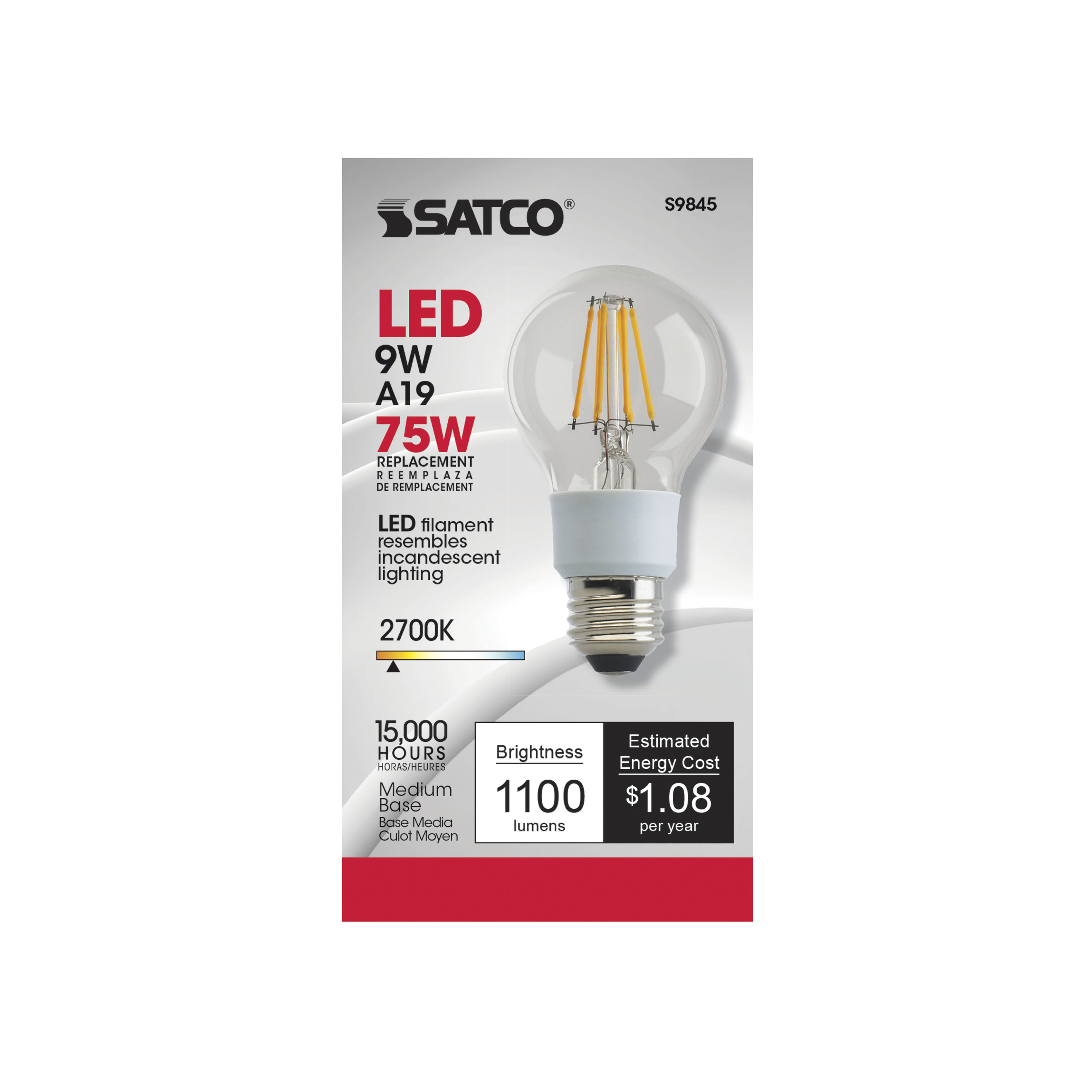 9A19/CL/LED/E26/27K/120V - S9845