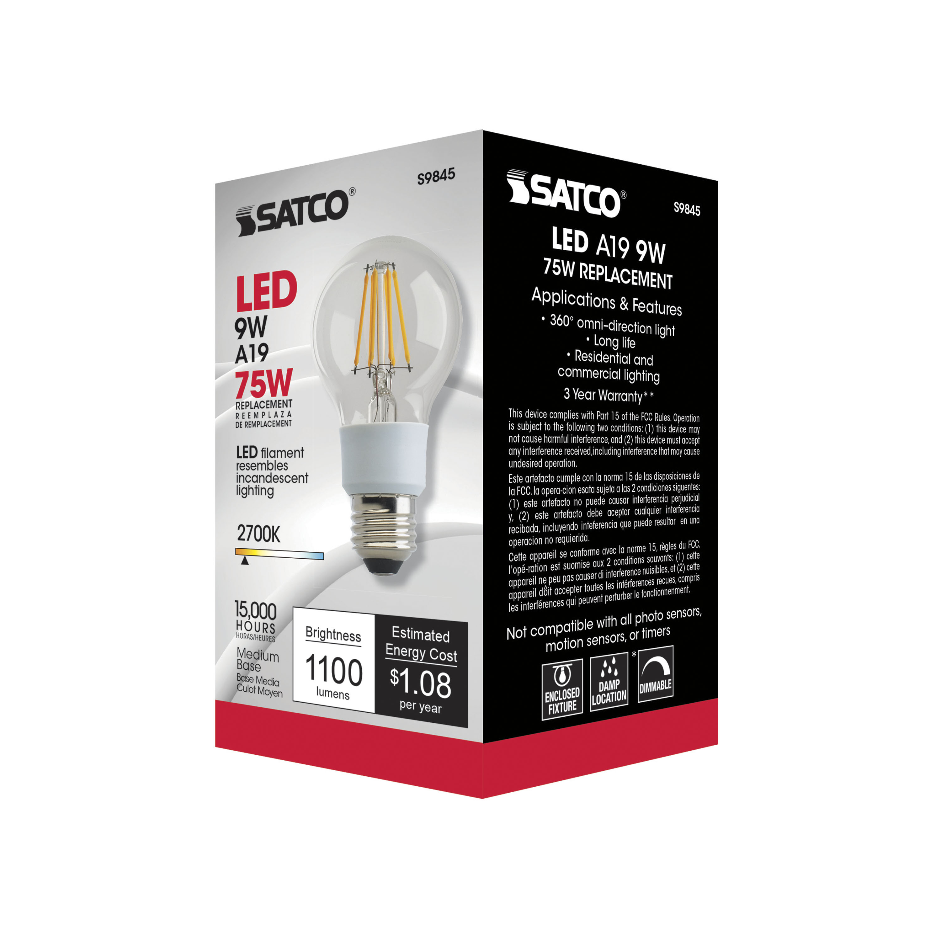 9A19/CL/LED/E26/27K/120V - S9845