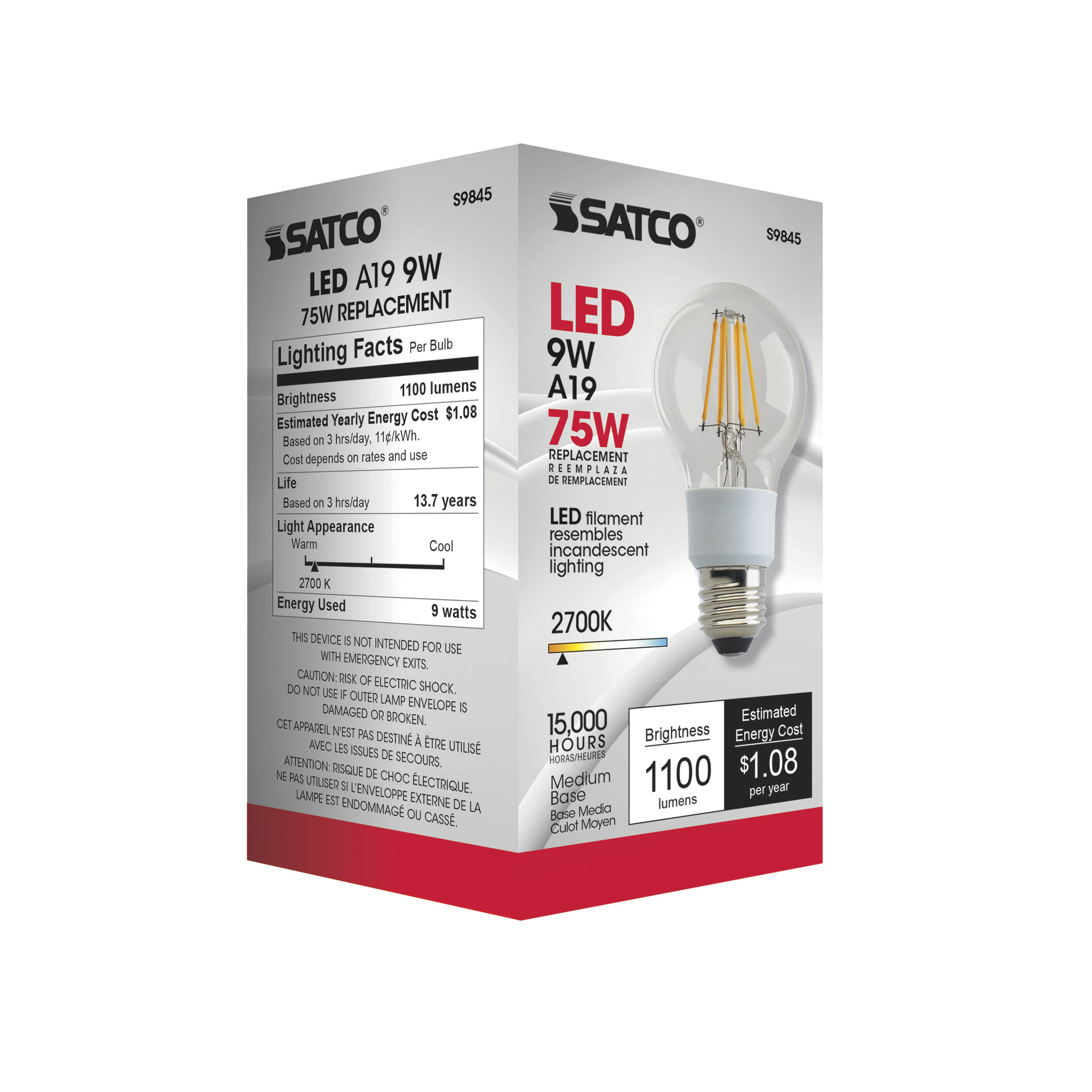 9A19/CL/LED/E26/27K/120V - S9845