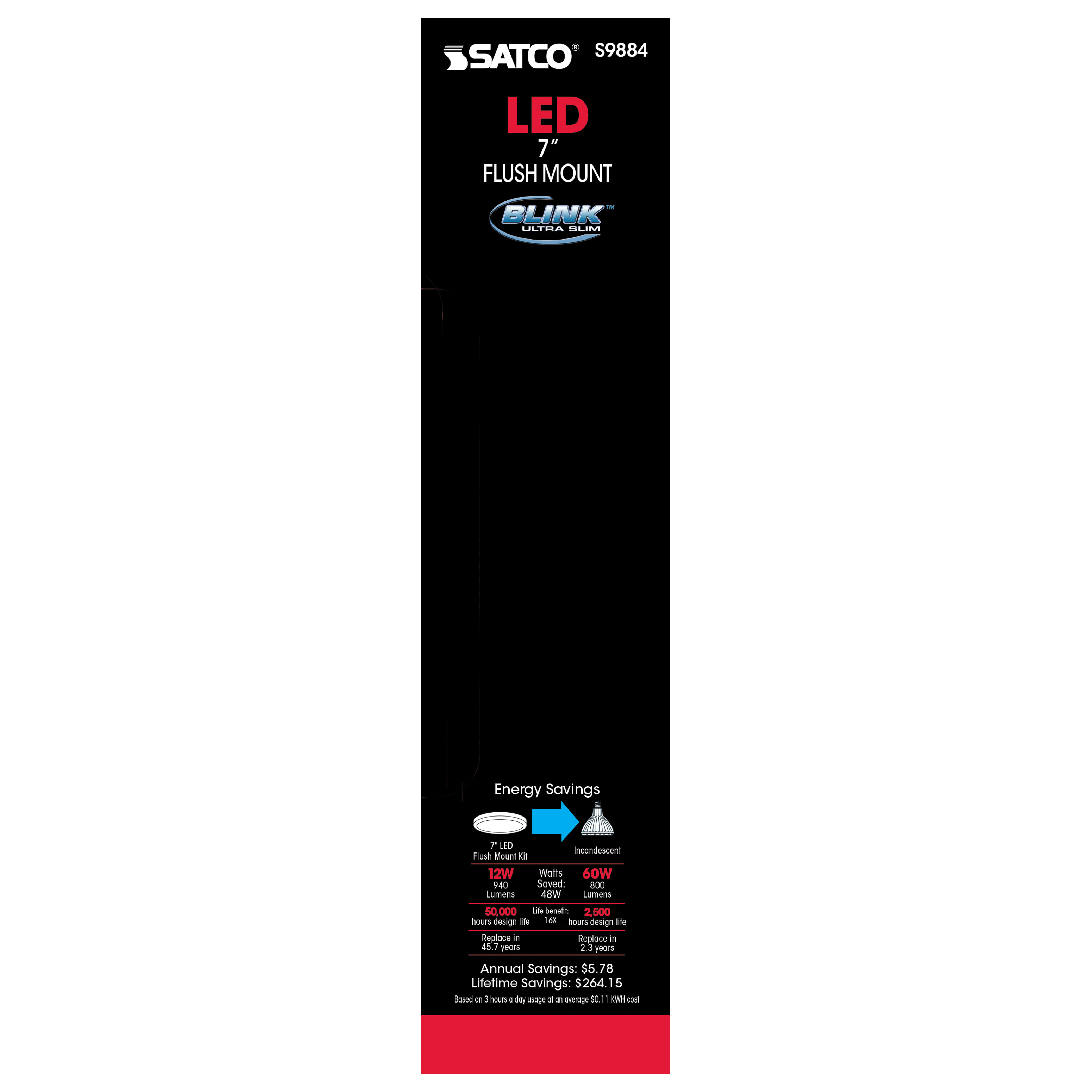 12W/LED/7"FLUSH/3K/PN/SL - S9884