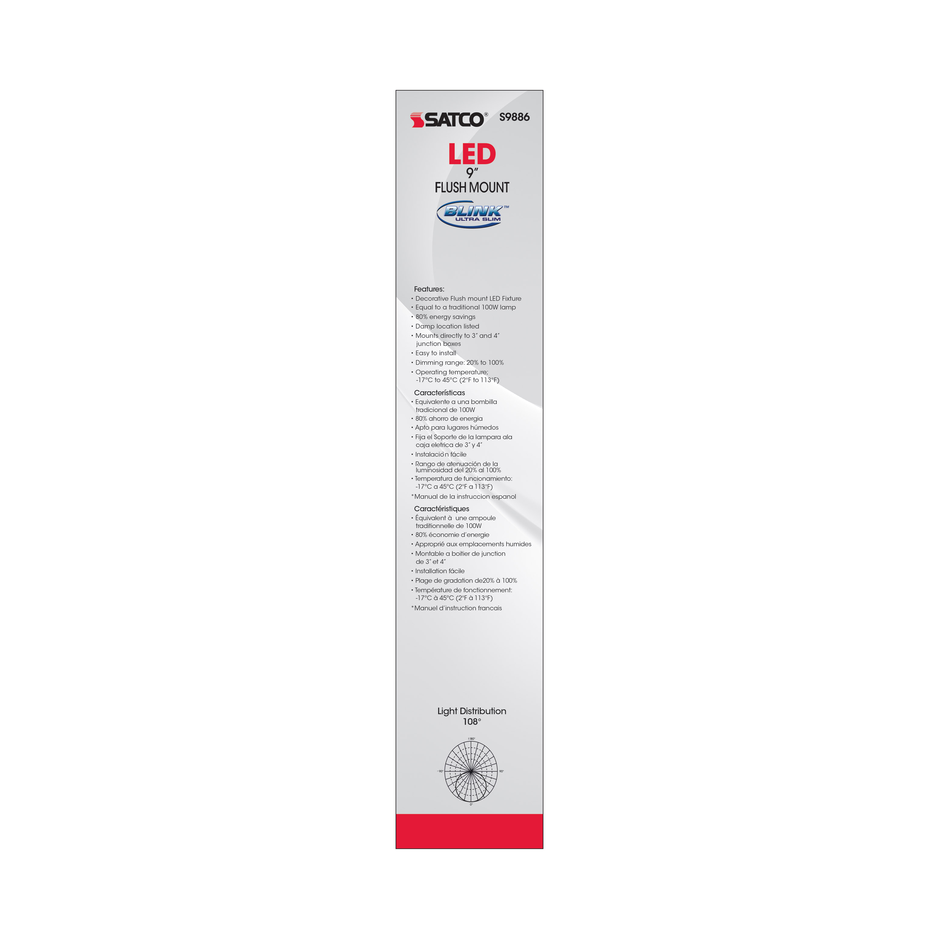 16W/LED/9"FLUSH/3K/WH/SL - S9886