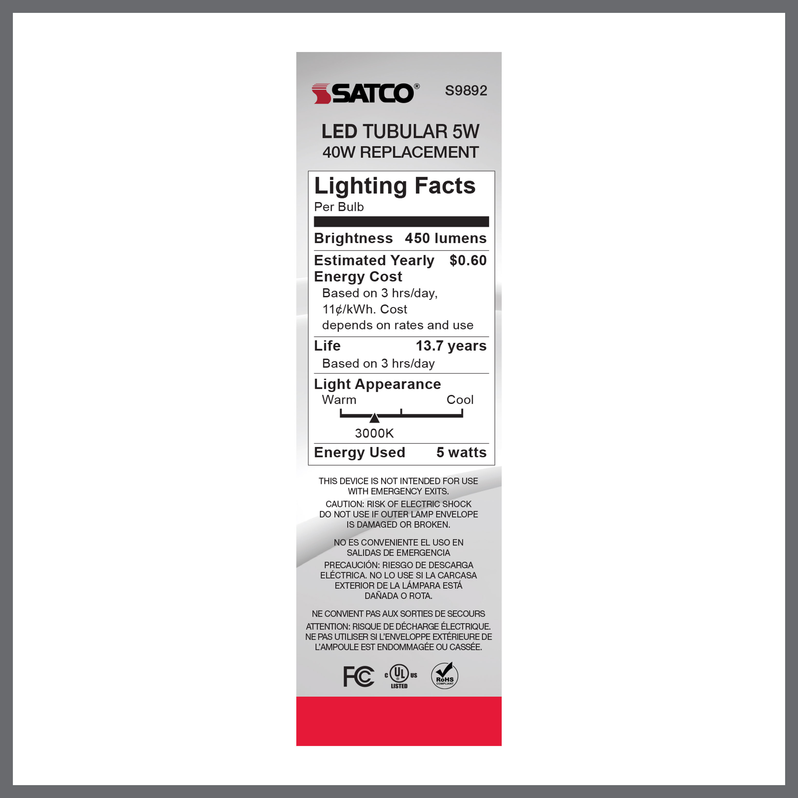 5T10/LED/E26/30K/120V - S9892