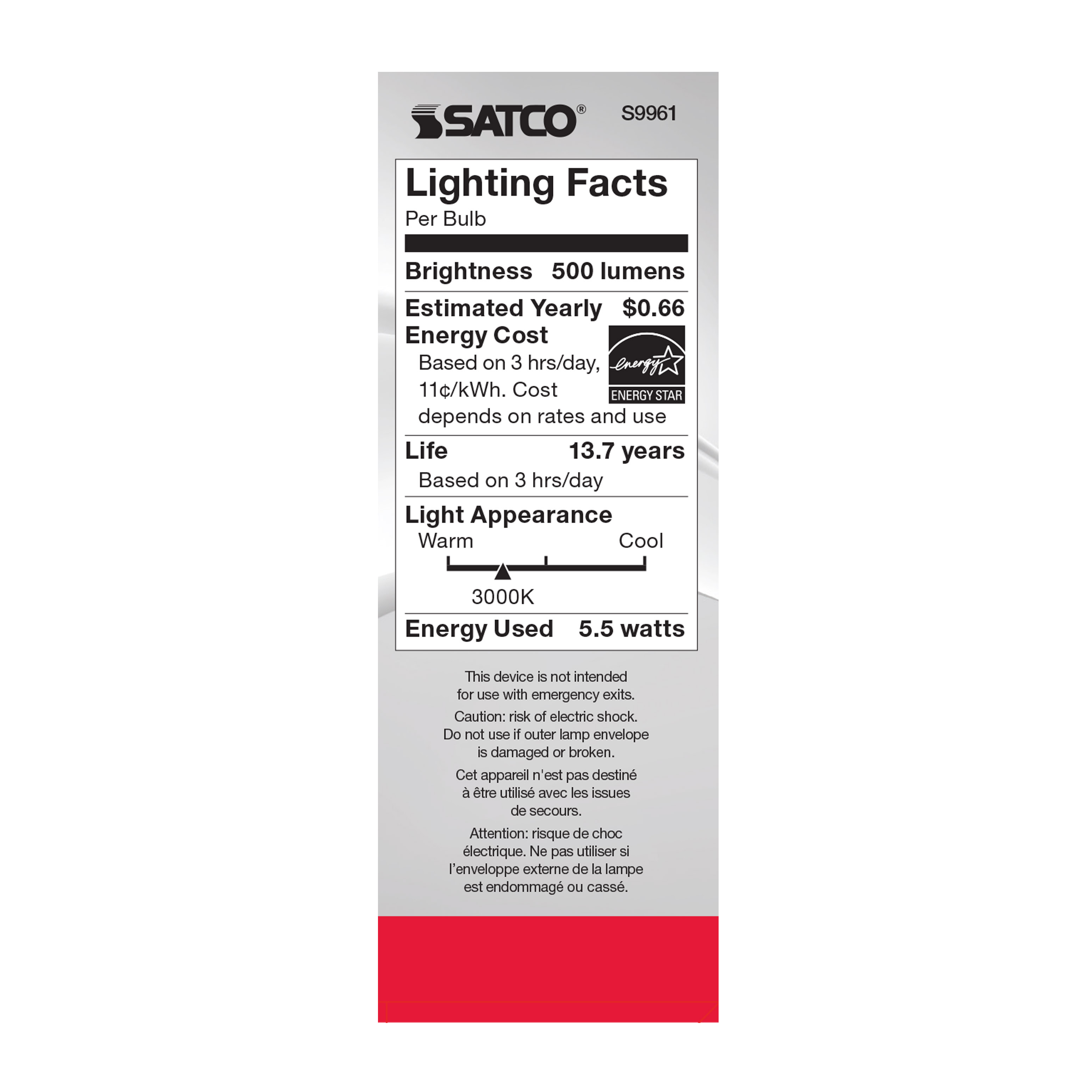 5.5W CTC/LED/30K/CL/120V - S9961