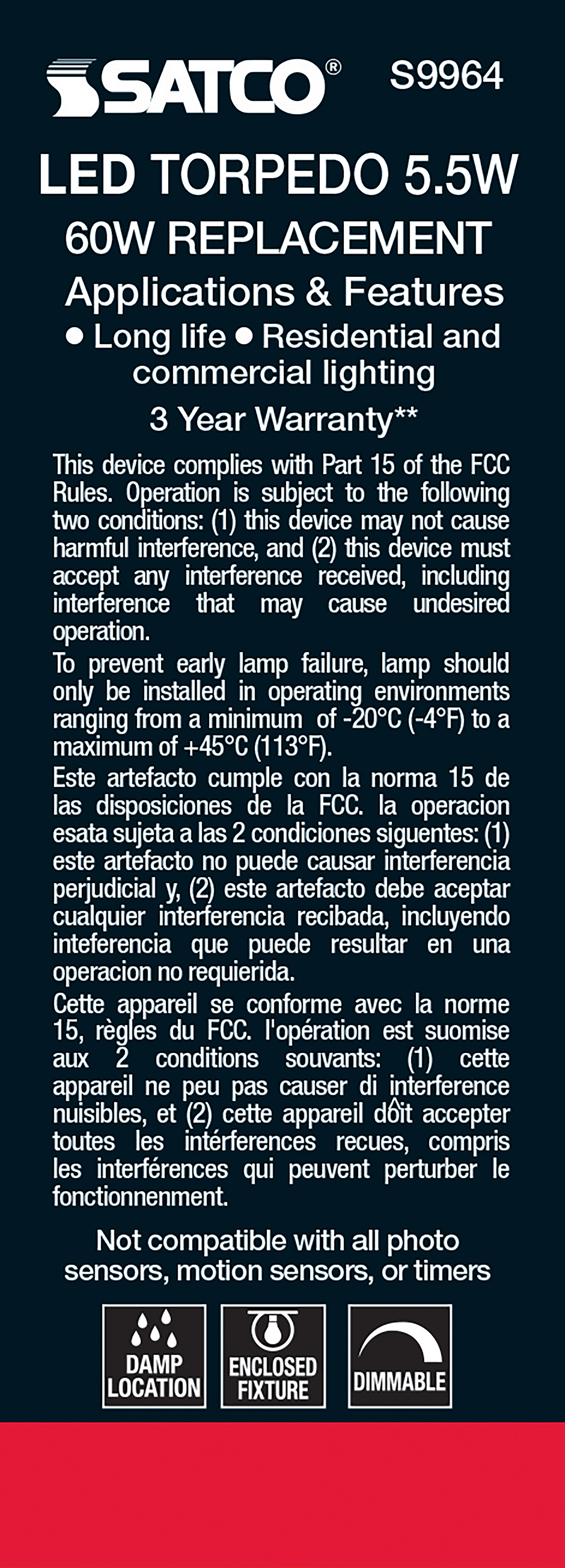 5.5W ETC/LED/27K/CL/120V - S9964