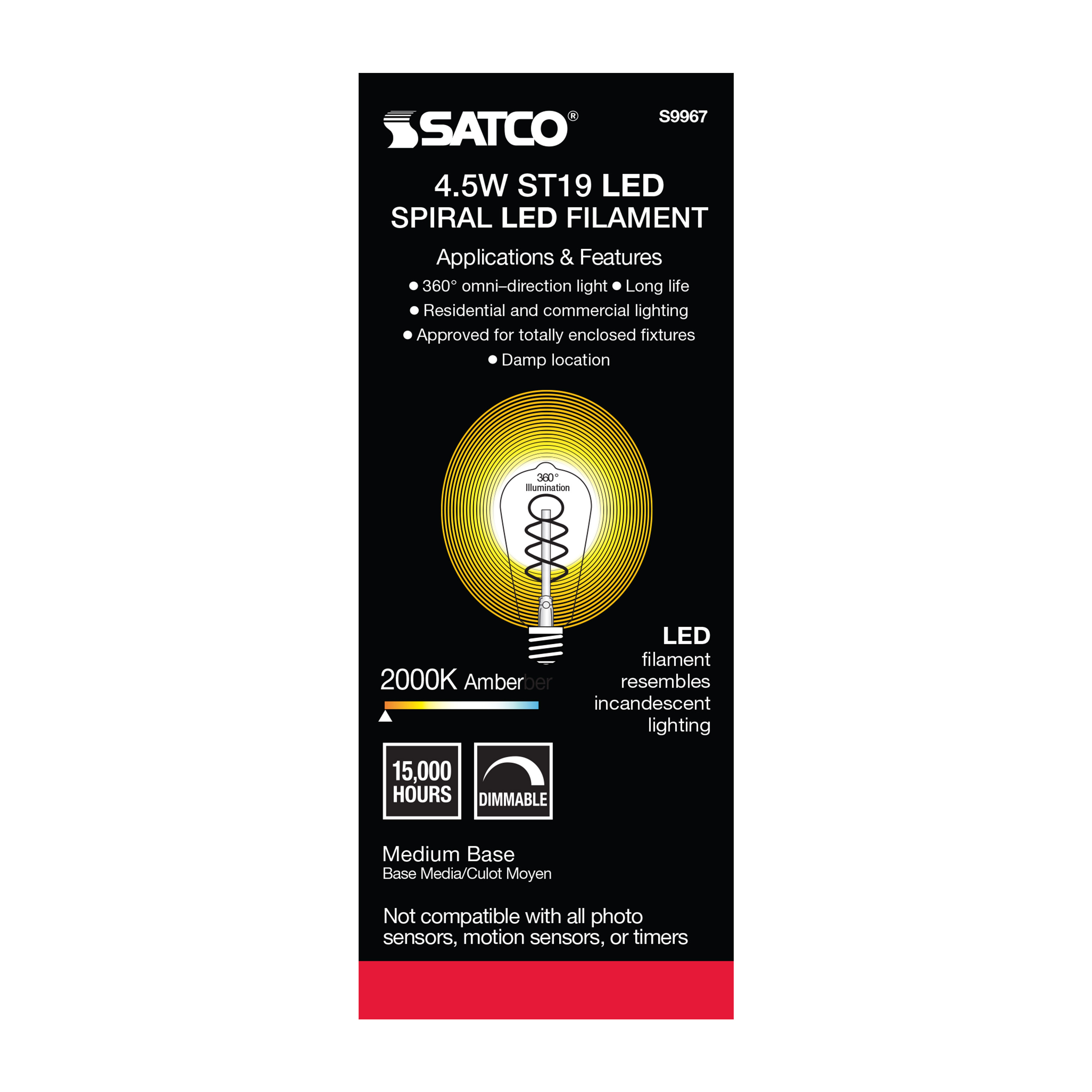 4.5ST19/SPIRAL/LED/AMB/120V - S9967